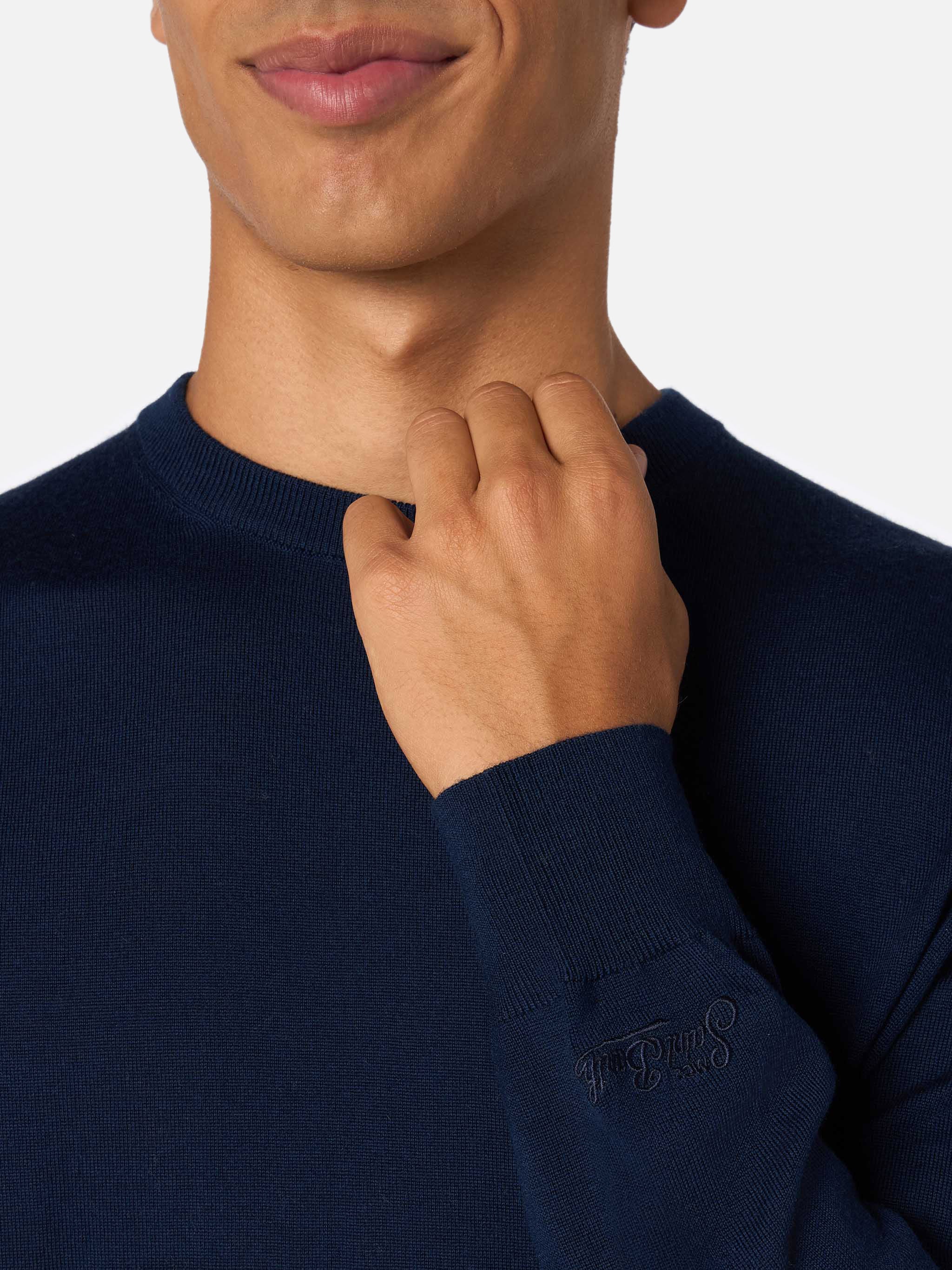 Crewneck Sweater Regent Merino Wool Blue