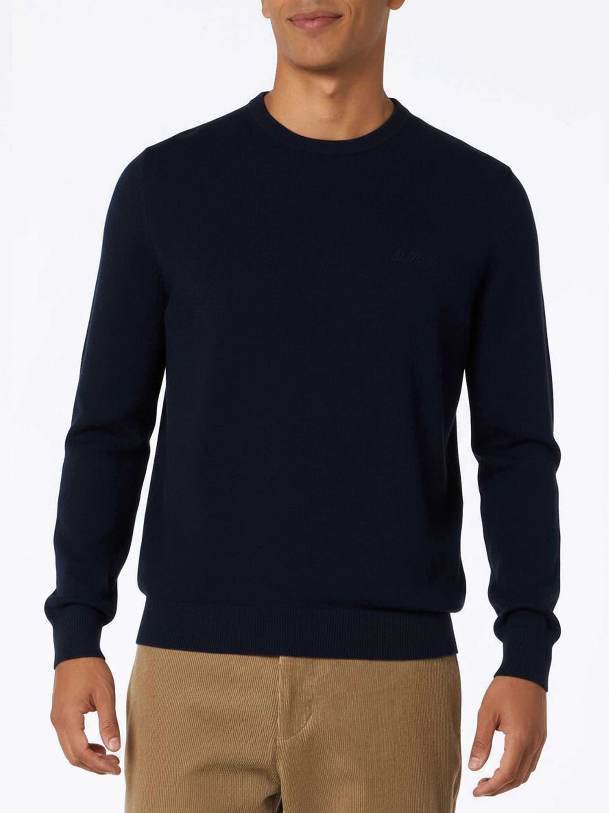 Crewneck Sweater Regent Navy Blue Blended Cashmere
