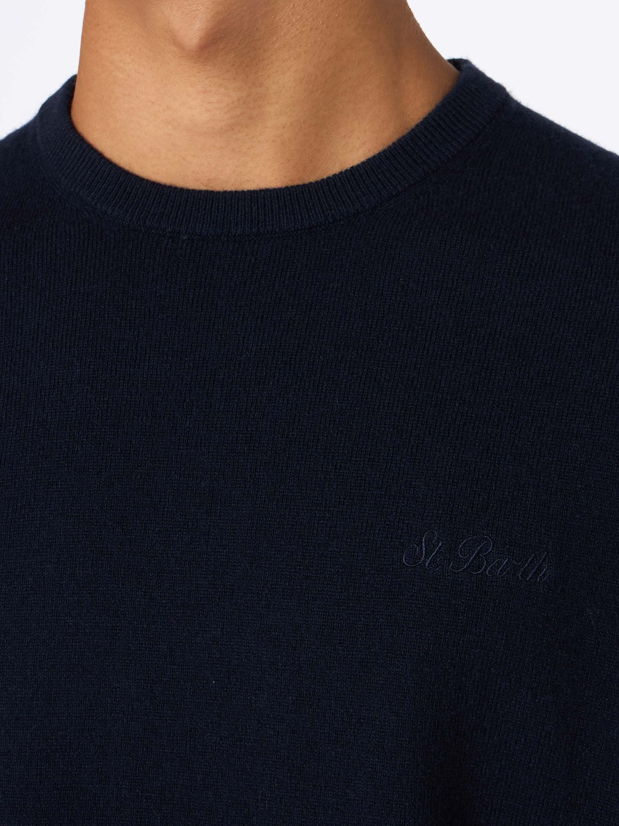 Crewneck Sweater Regent Navy Blue Blended Cashmere