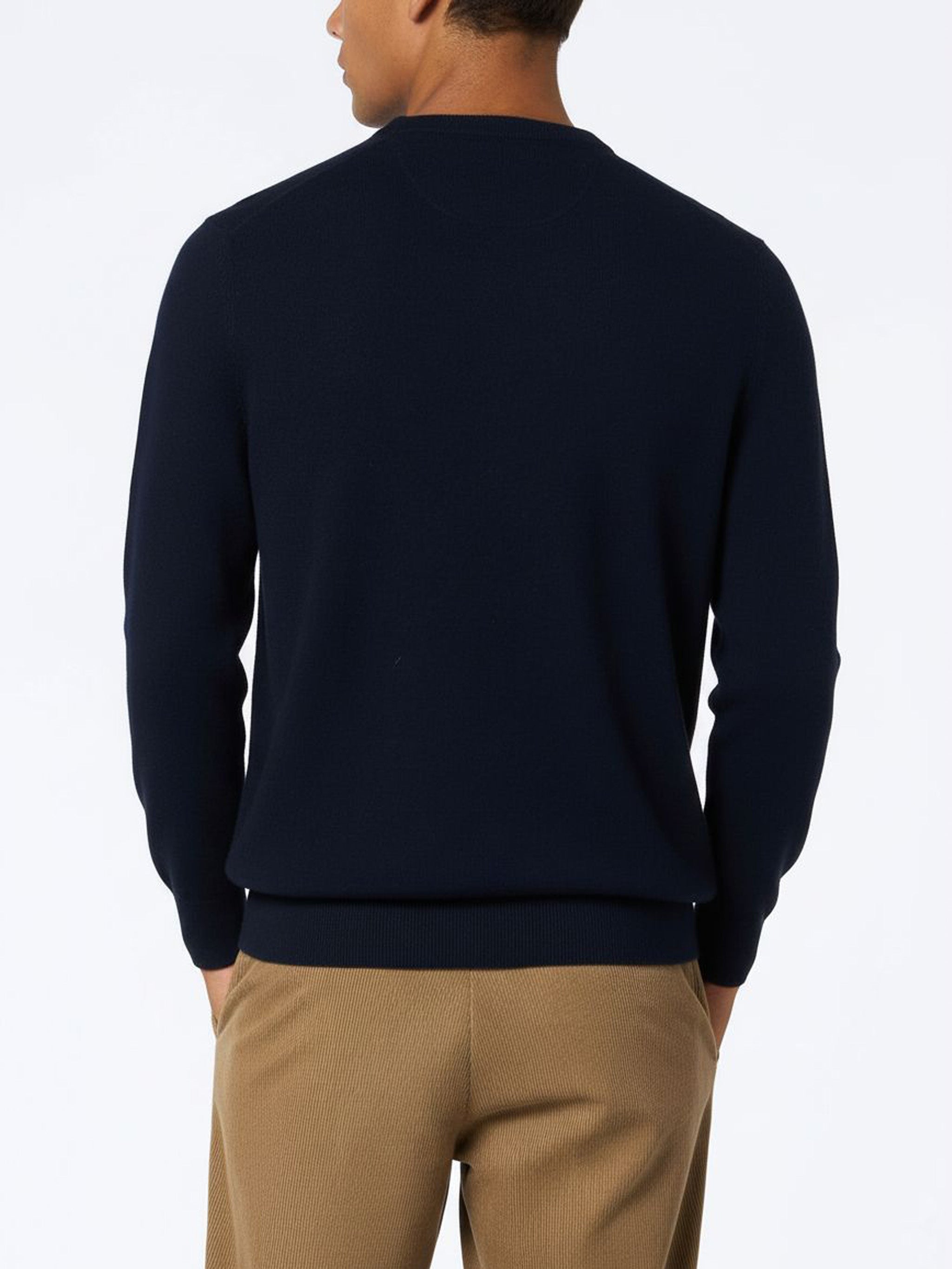 Crewneck Sweater Regent Navy Blue Blended Cashmere