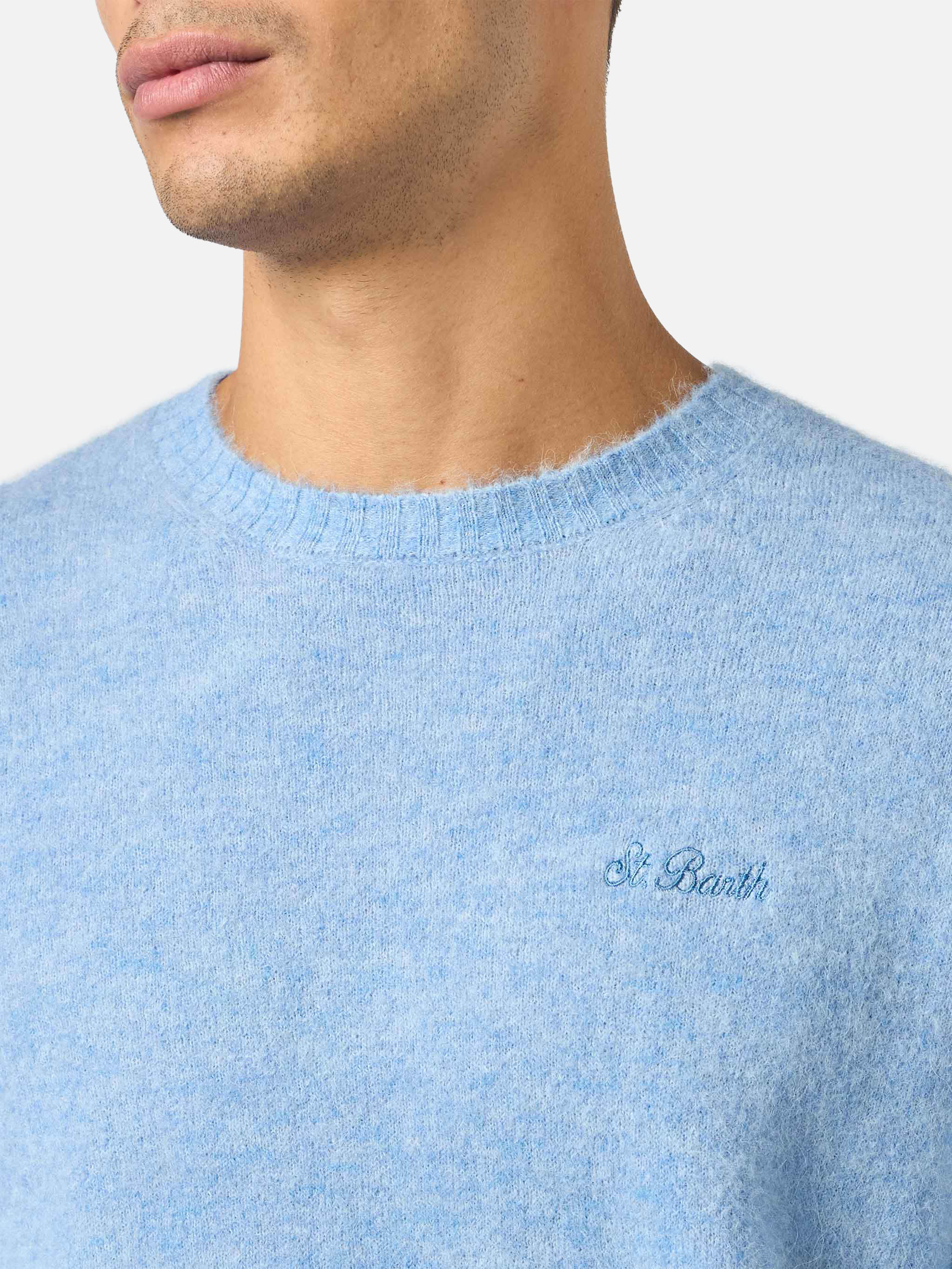Crewneck Sweater Regent Alpaca Stretch Azzurro Sky