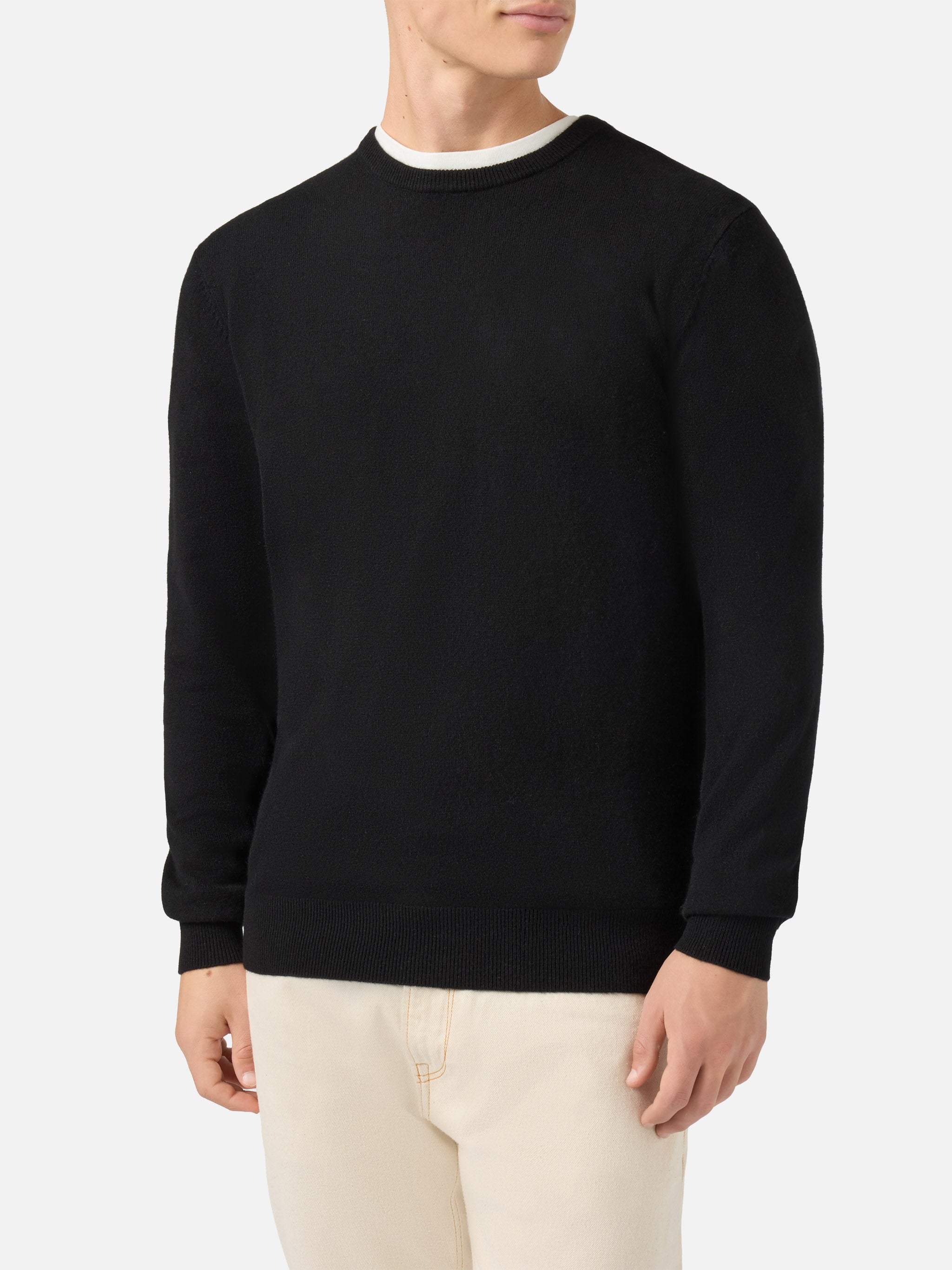 Regent Crewneck Sweater In 100% Black Cashmere __single__ Knitwear