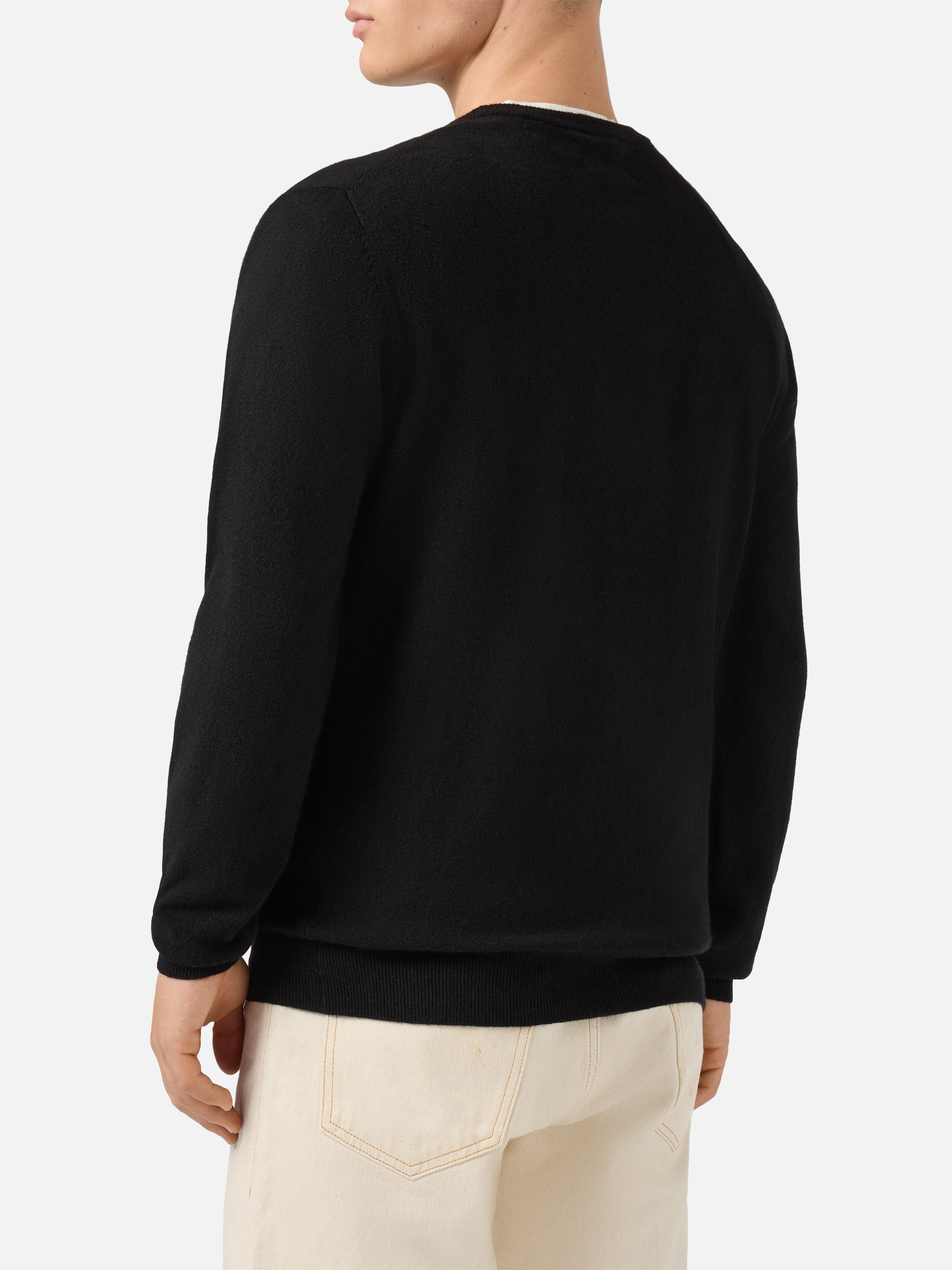 Regent Crewneck Sweater In 100% Black Cashmere __single__ Knitwear