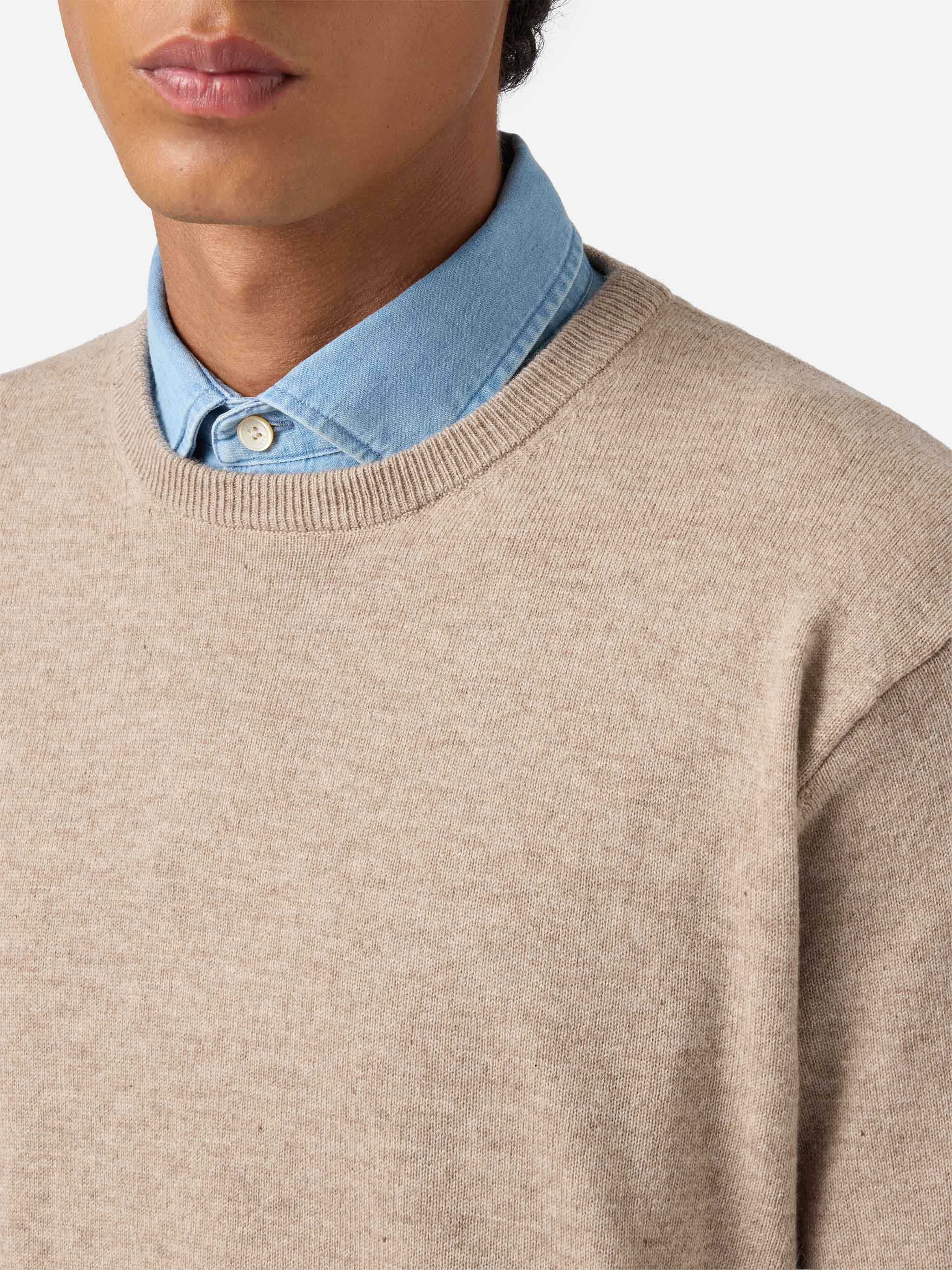 Regent Sweater Khaki Merino Wool And Cashmere Brown