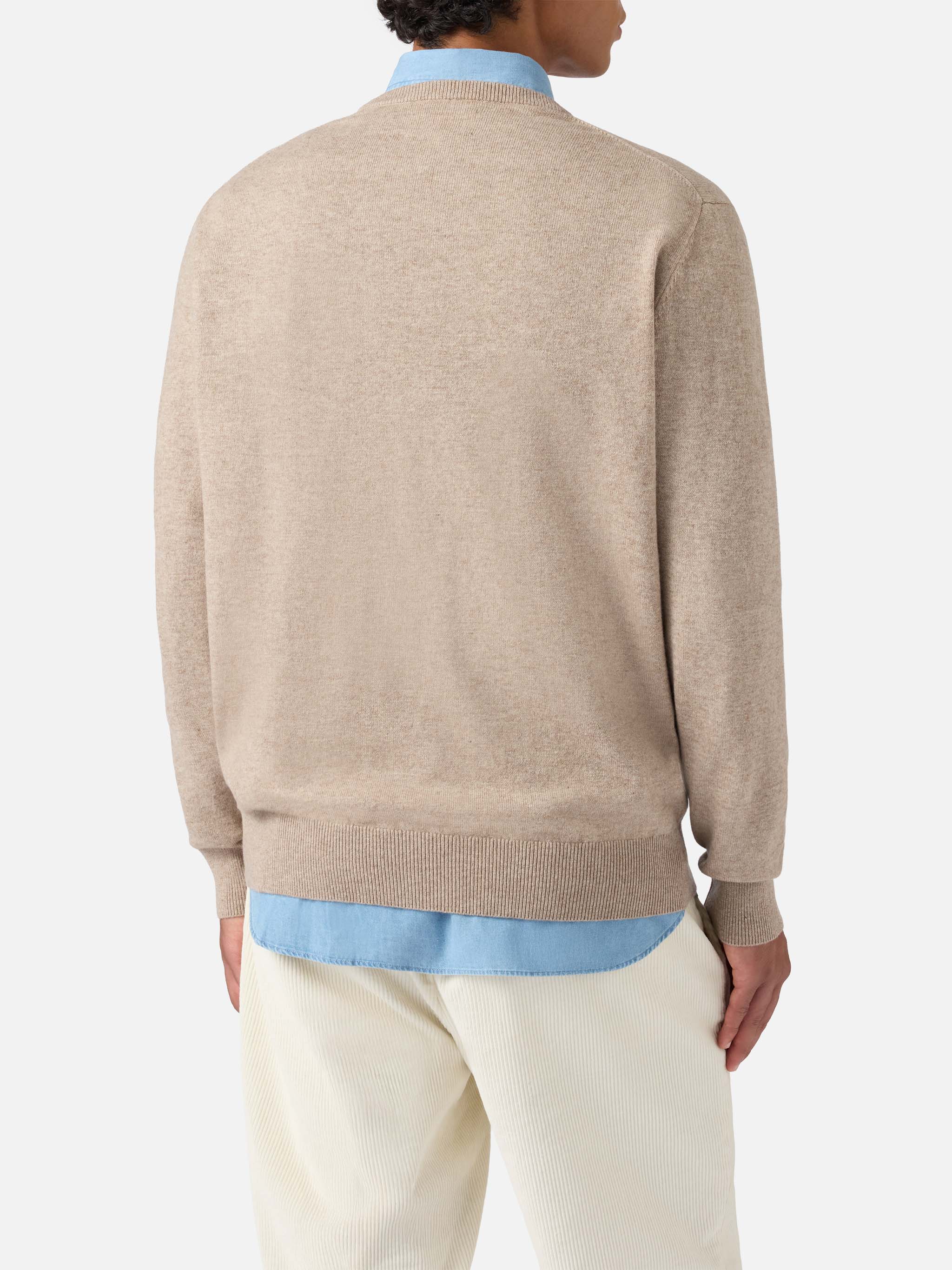 Regent Sweater Khaki Merino Wool And Cashmere Brown