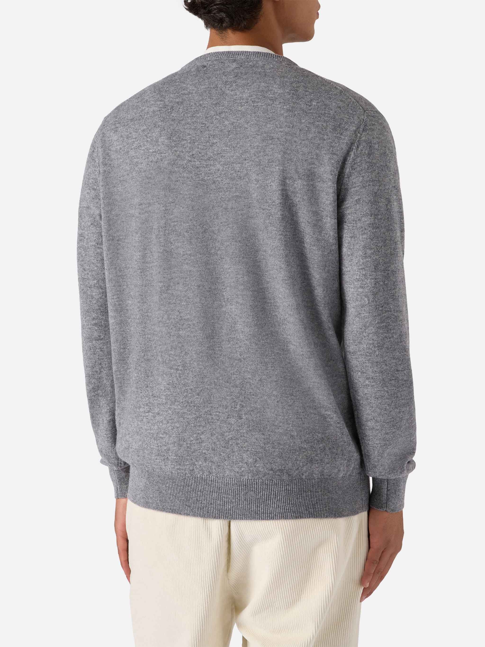 Regent Sweater Melange Grey Merino Wool And Cashmere