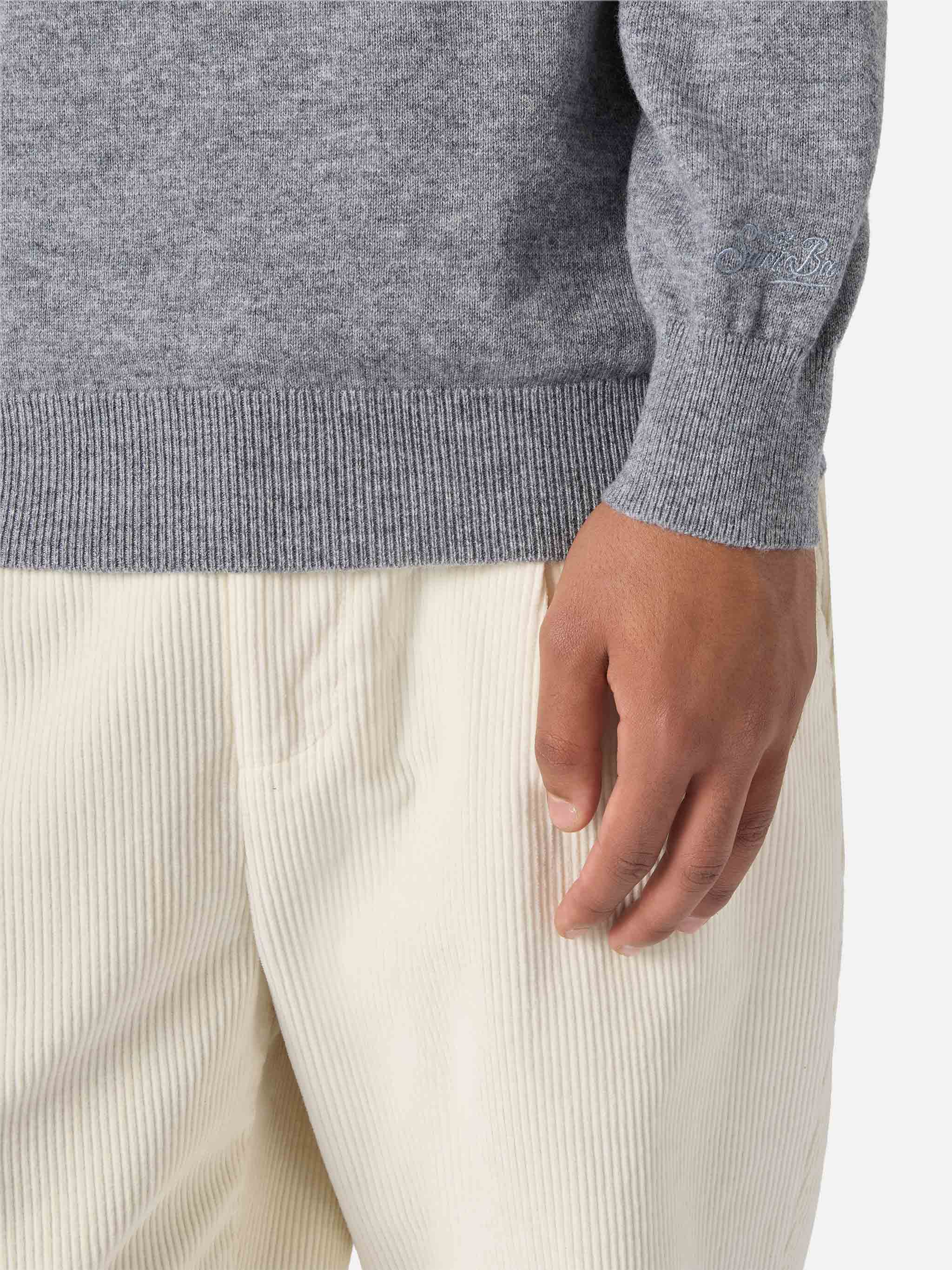 Regent Sweater Melange Grey Merino Wool And Cashmere