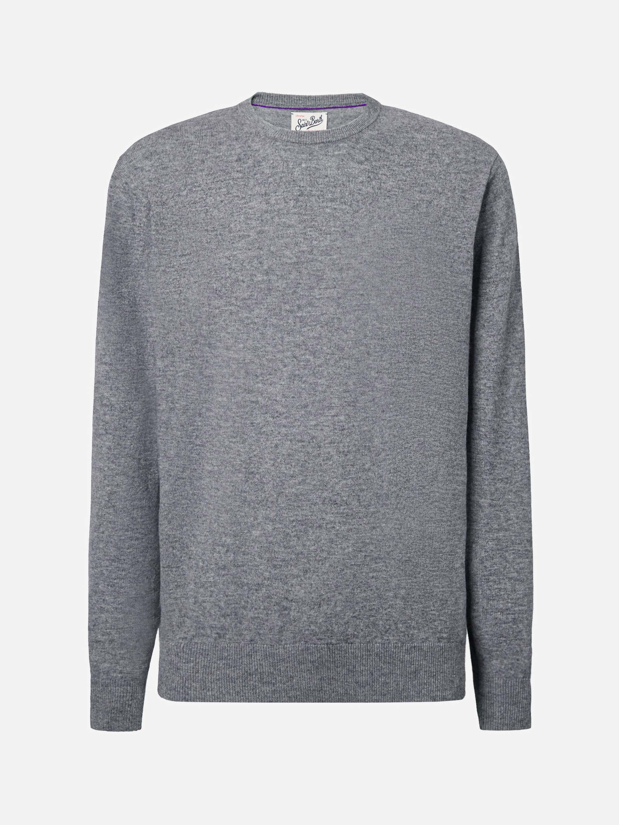 Regent Sweater Melange Grey Merino Wool And Cashmere