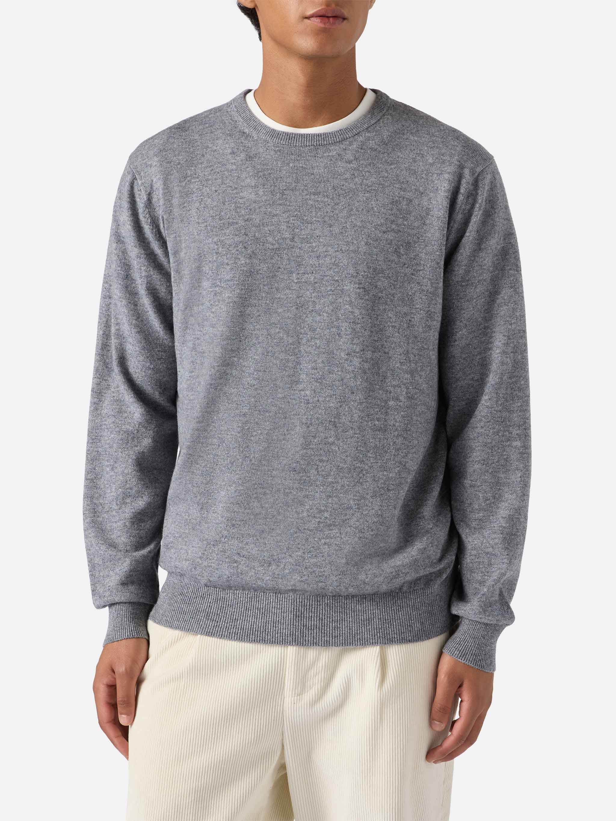 Regent Sweater Melange Grey Merino Wool And Cashmere