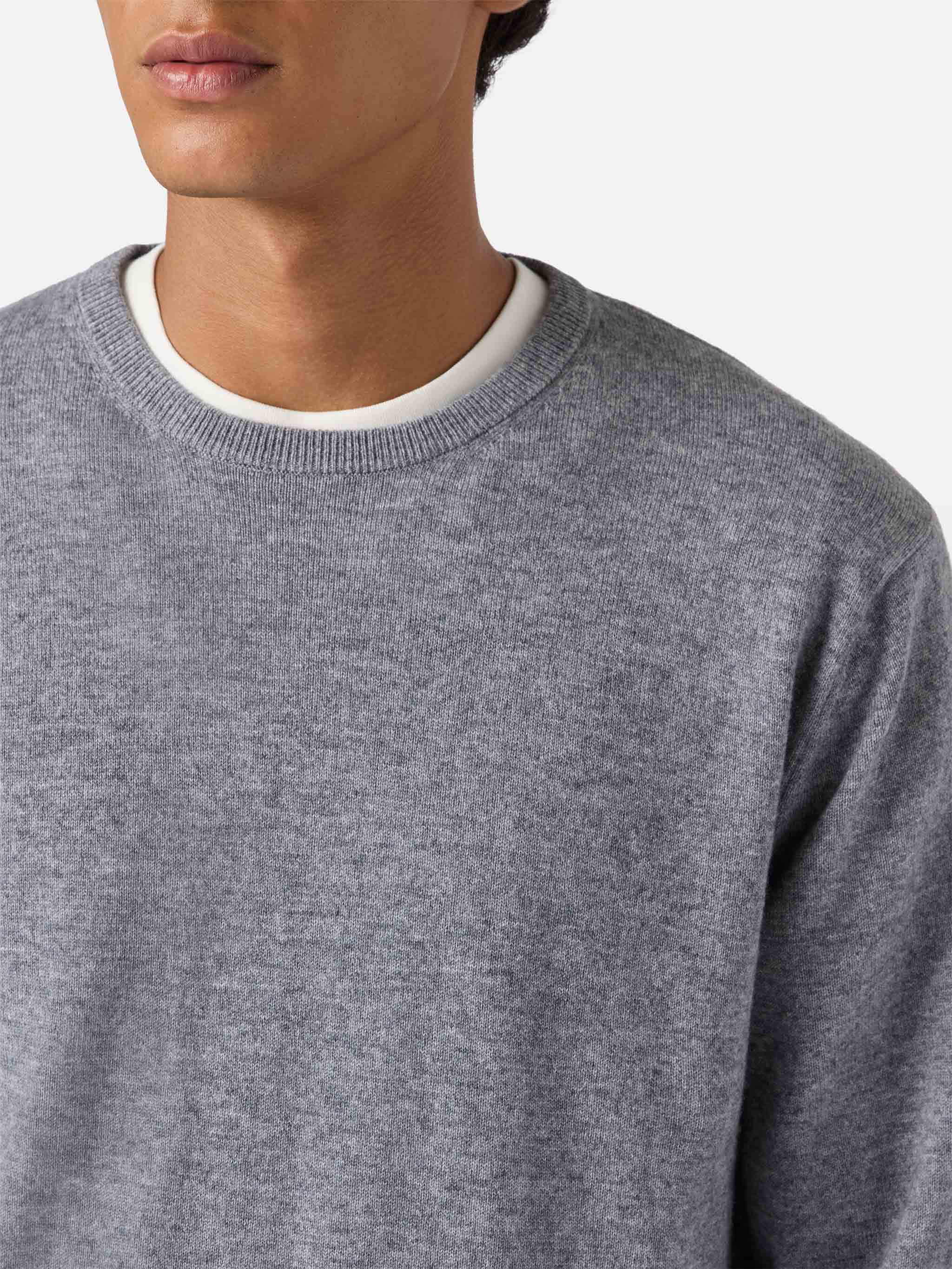 Regent Sweater Melange Grey Merino Wool And Cashmere