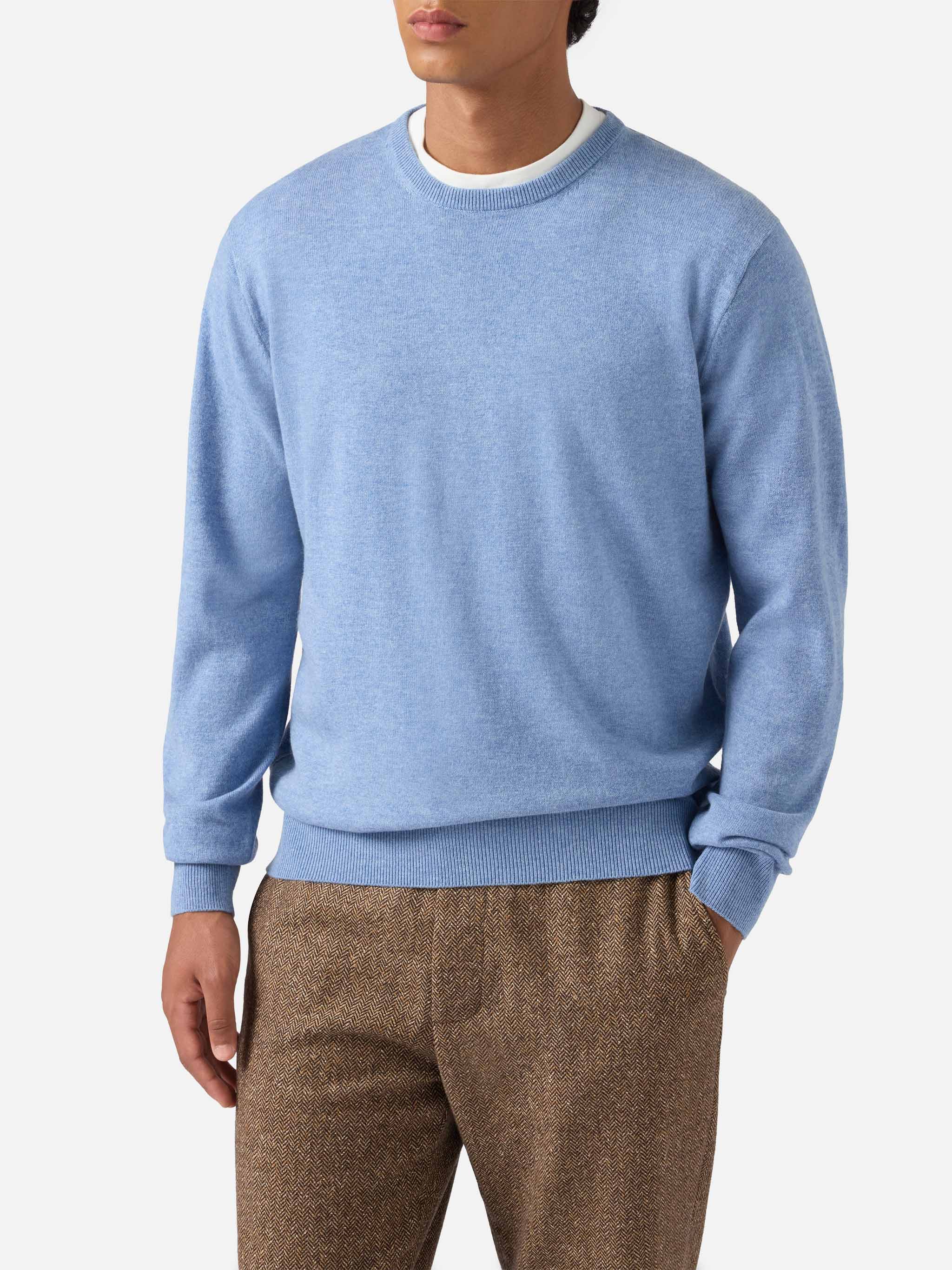 Regent Sweater Dusty Blue Merino Wool And Cashmere