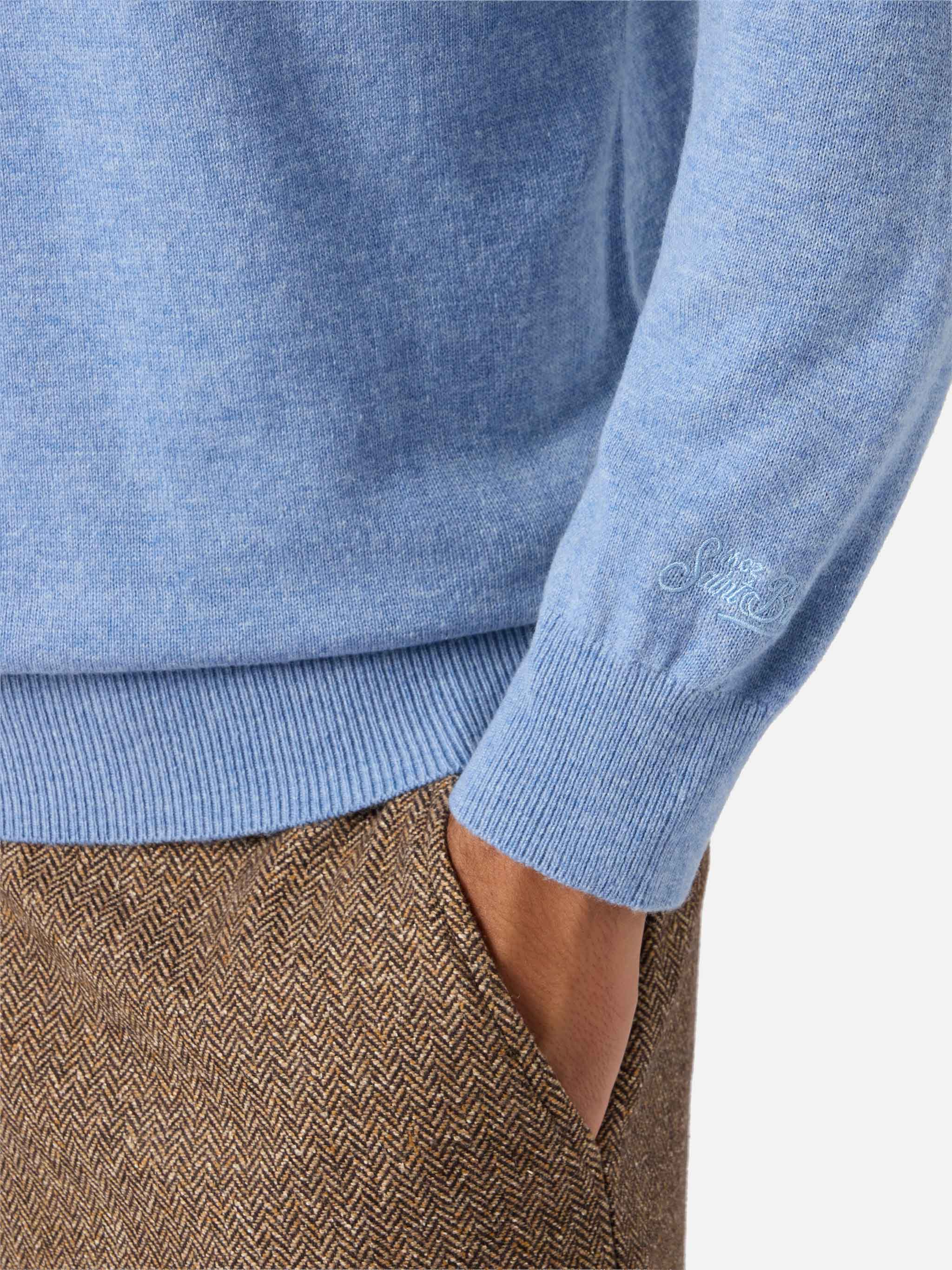 Regent Sweater Dusty Blue Merino Wool And Cashmere