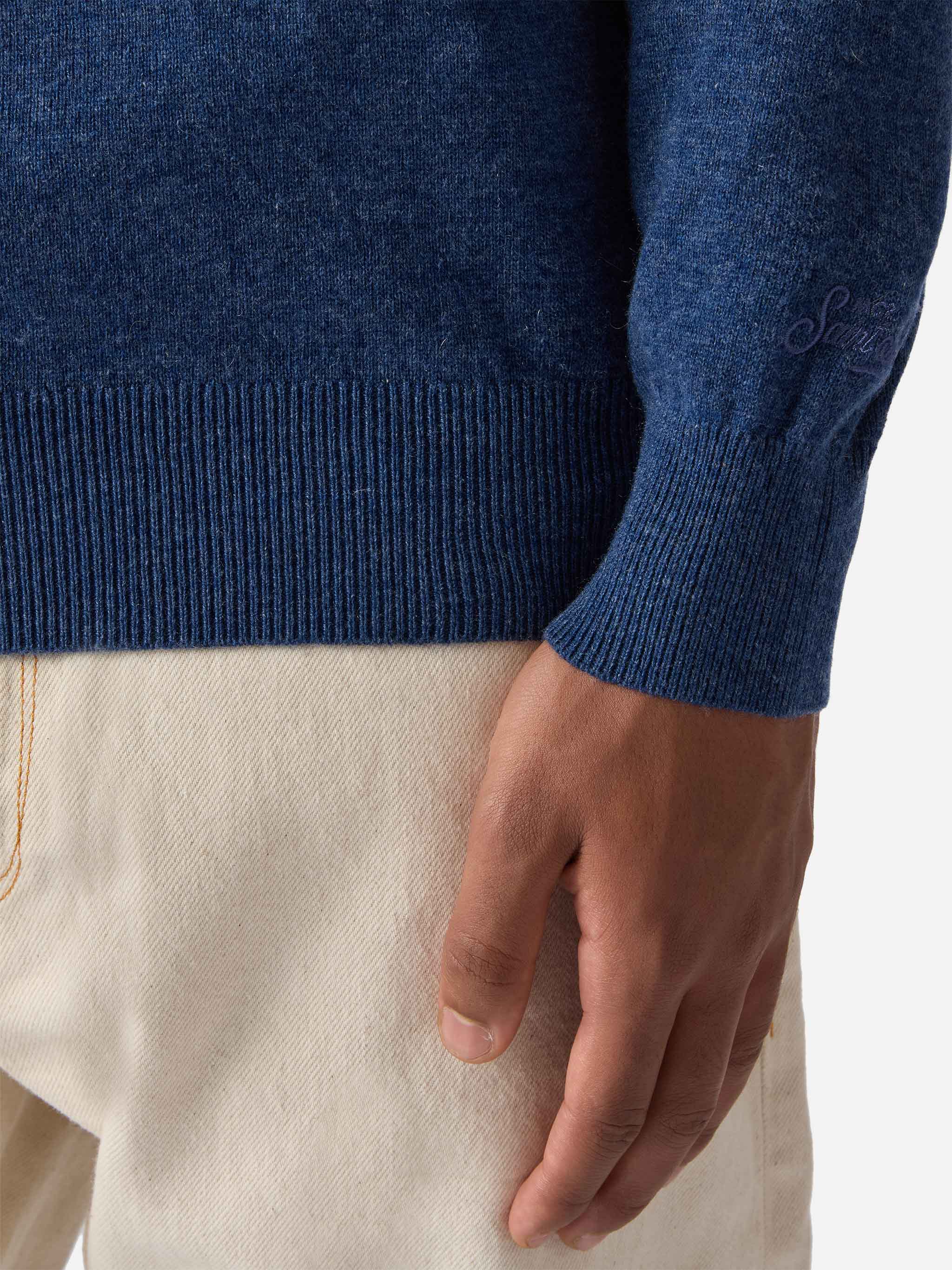 Regent Sweater Denim Blue Merino Wool And Cashmere