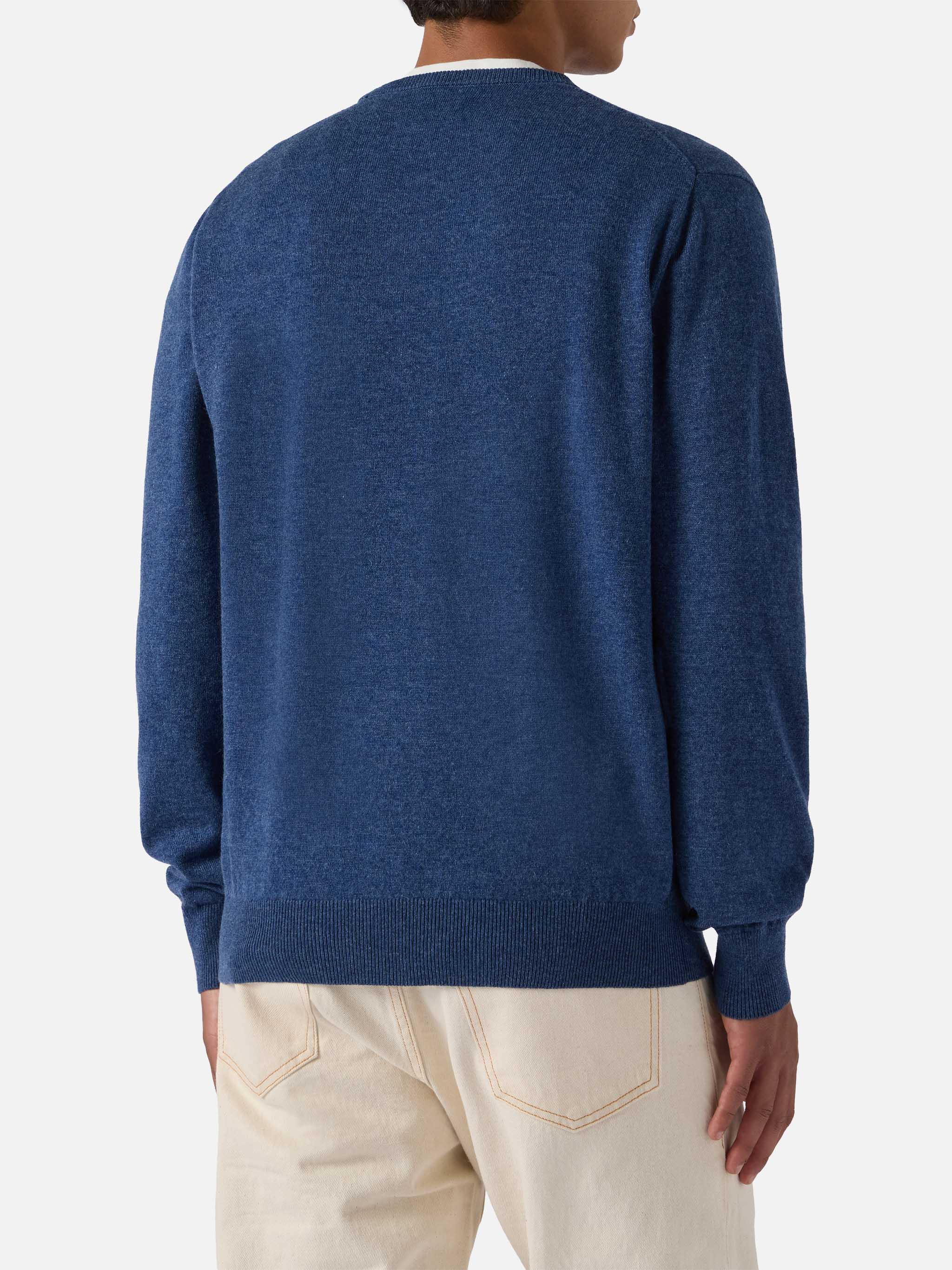 Regent Sweater Denim Blue Merino Wool And Cashmere