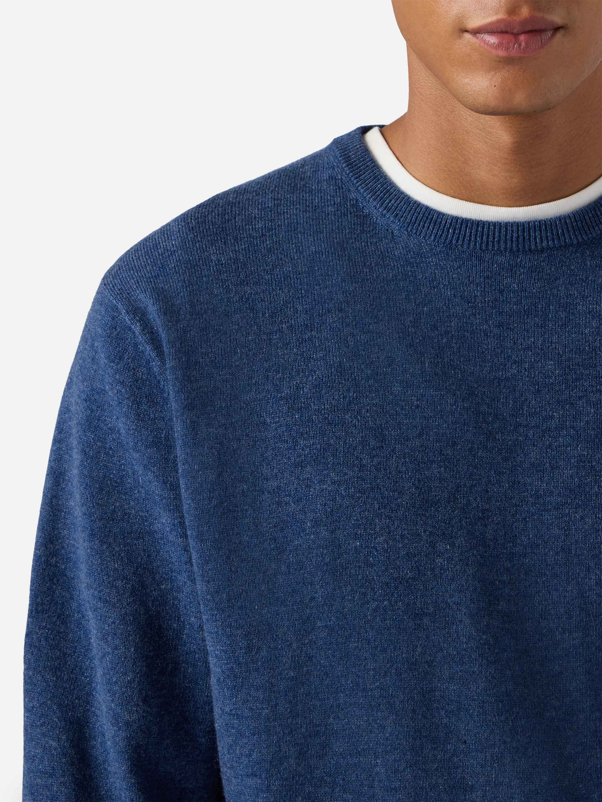 Regent Sweater Denim Blue Merino Wool And Cashmere