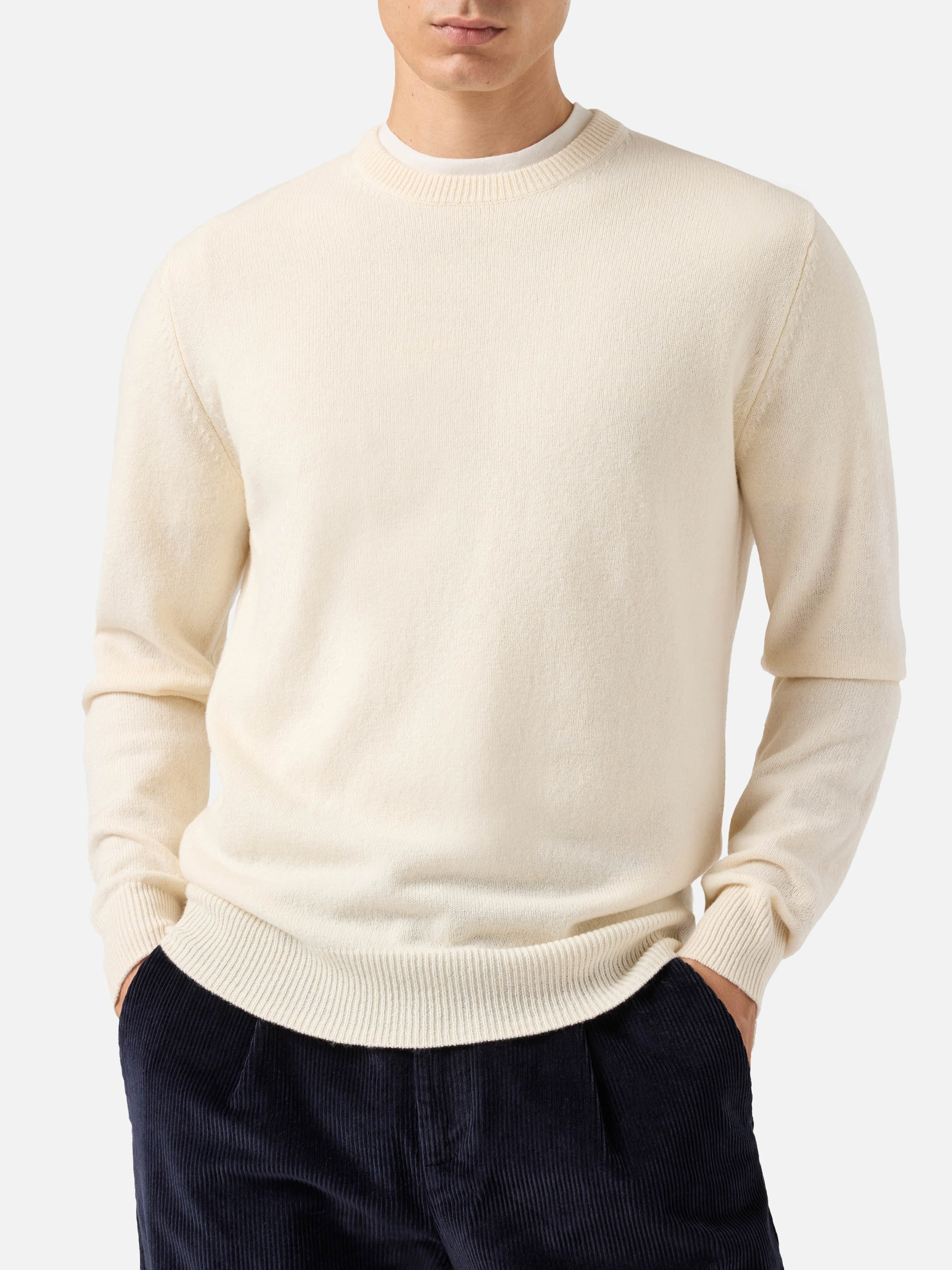 Regent 100% Lambswool Sweater In White __single__ Knitwear