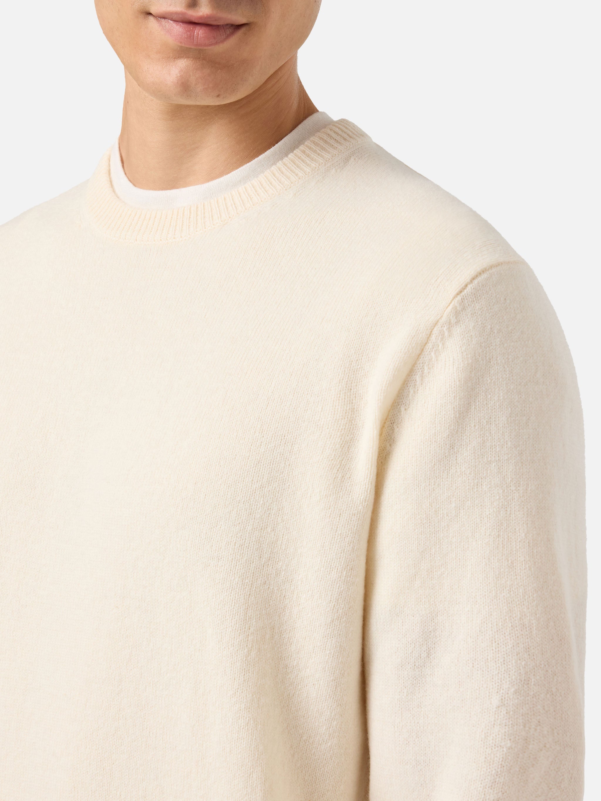 Regent 100% Lambswool Sweater In White __single__ Knitwear