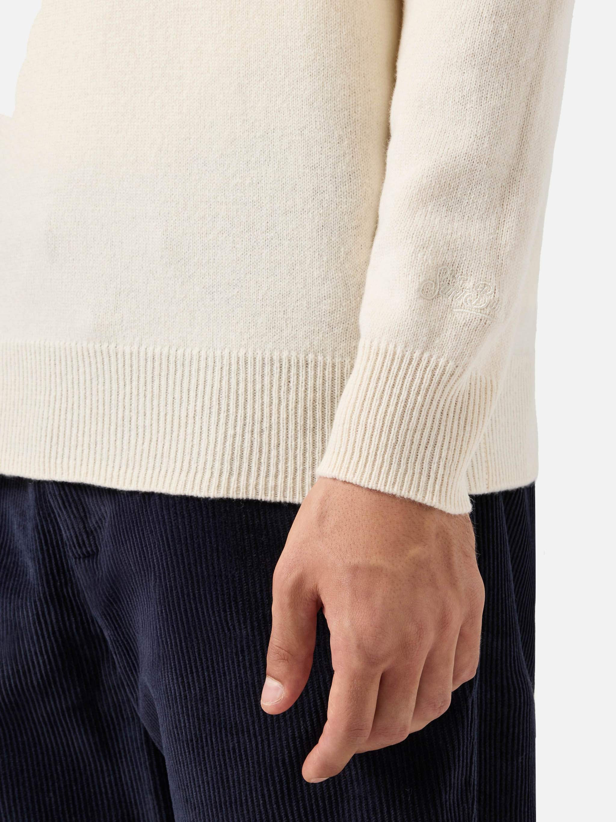 Regent 100% Lambswool Sweater In White __single__ Knitwear