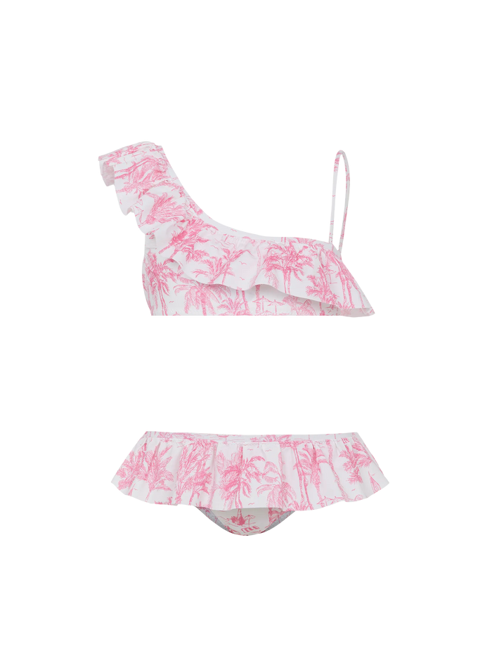Rey One Shoulder Ruffled Bikini With Toile De Jouy Print __single__
