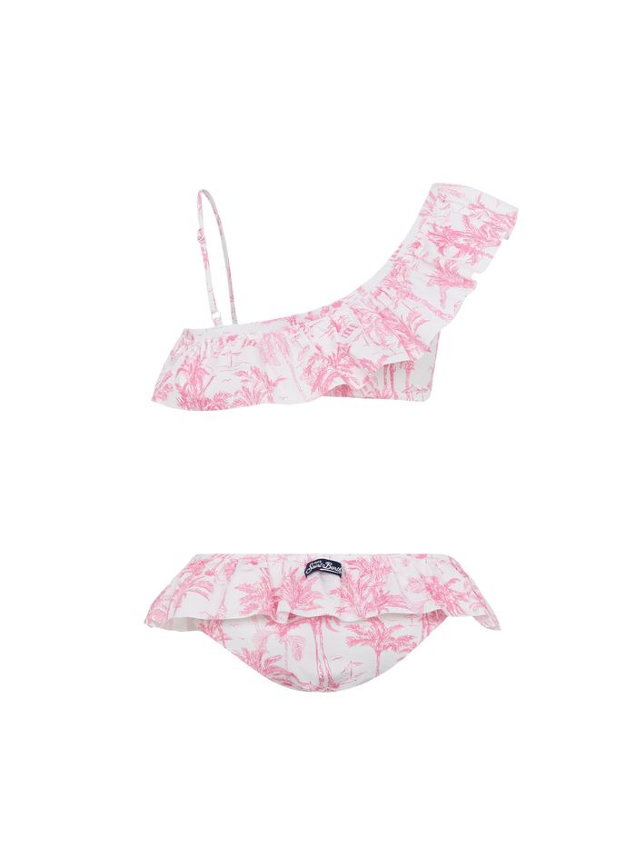 Rey One Shoulder Ruffled Bikini With Toile De Jouy Print __single__