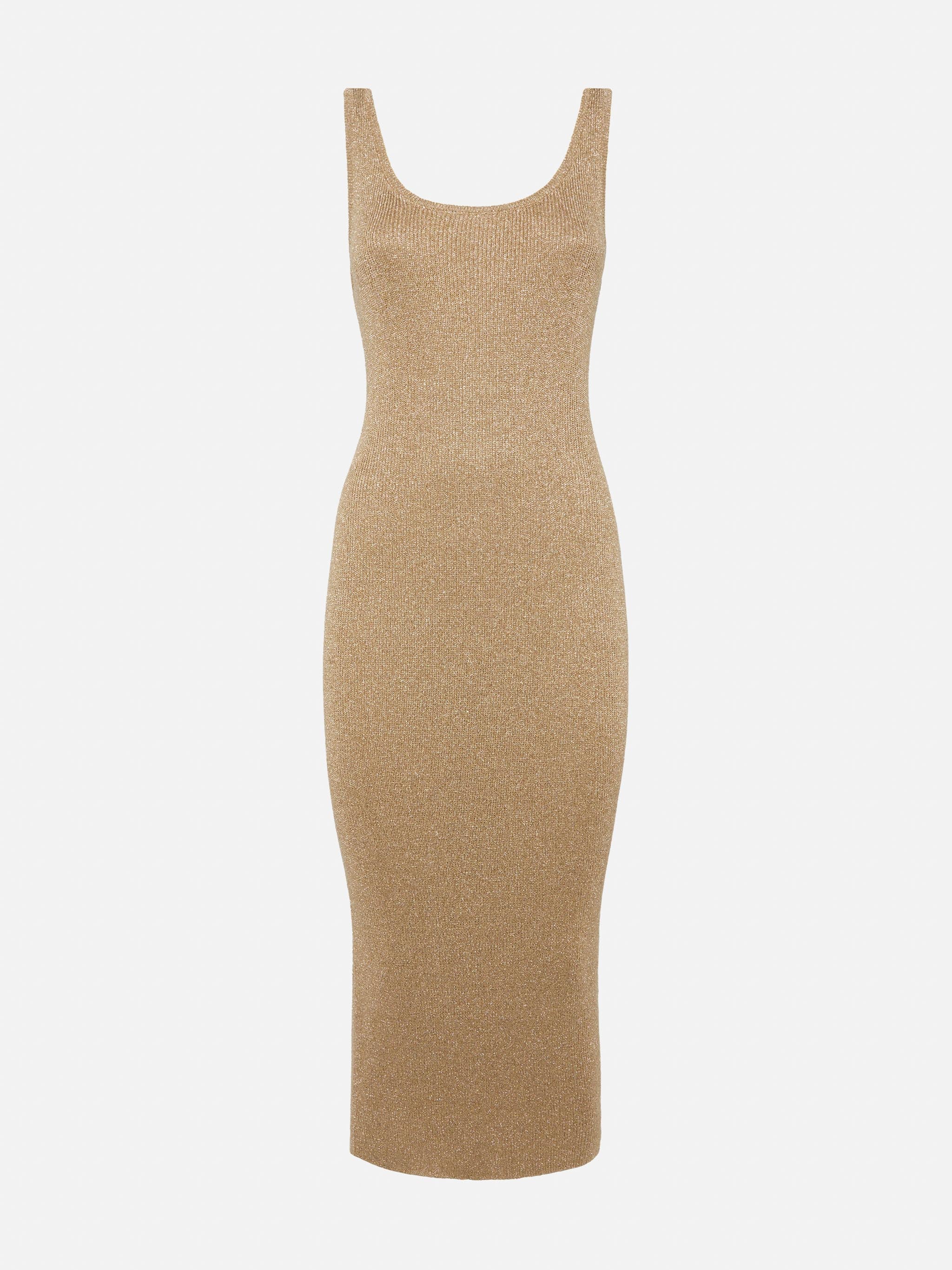 Ronan Gold Lurex Maxi Dress White