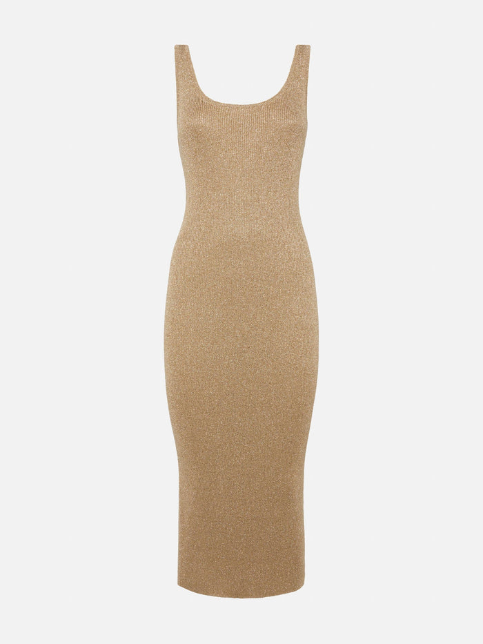 Ronan Gold Lurex Maxi Dress White