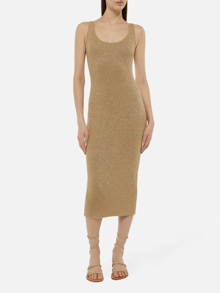 Ronan Gold Lurex Maxi Dress White