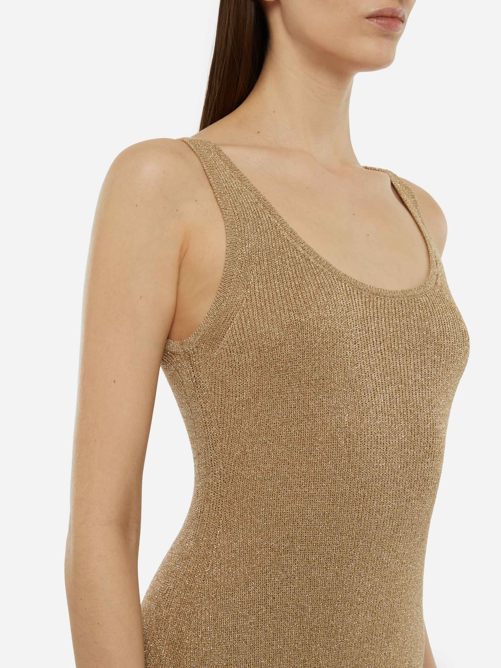 Ronan Gold Lurex Maxi Dress White