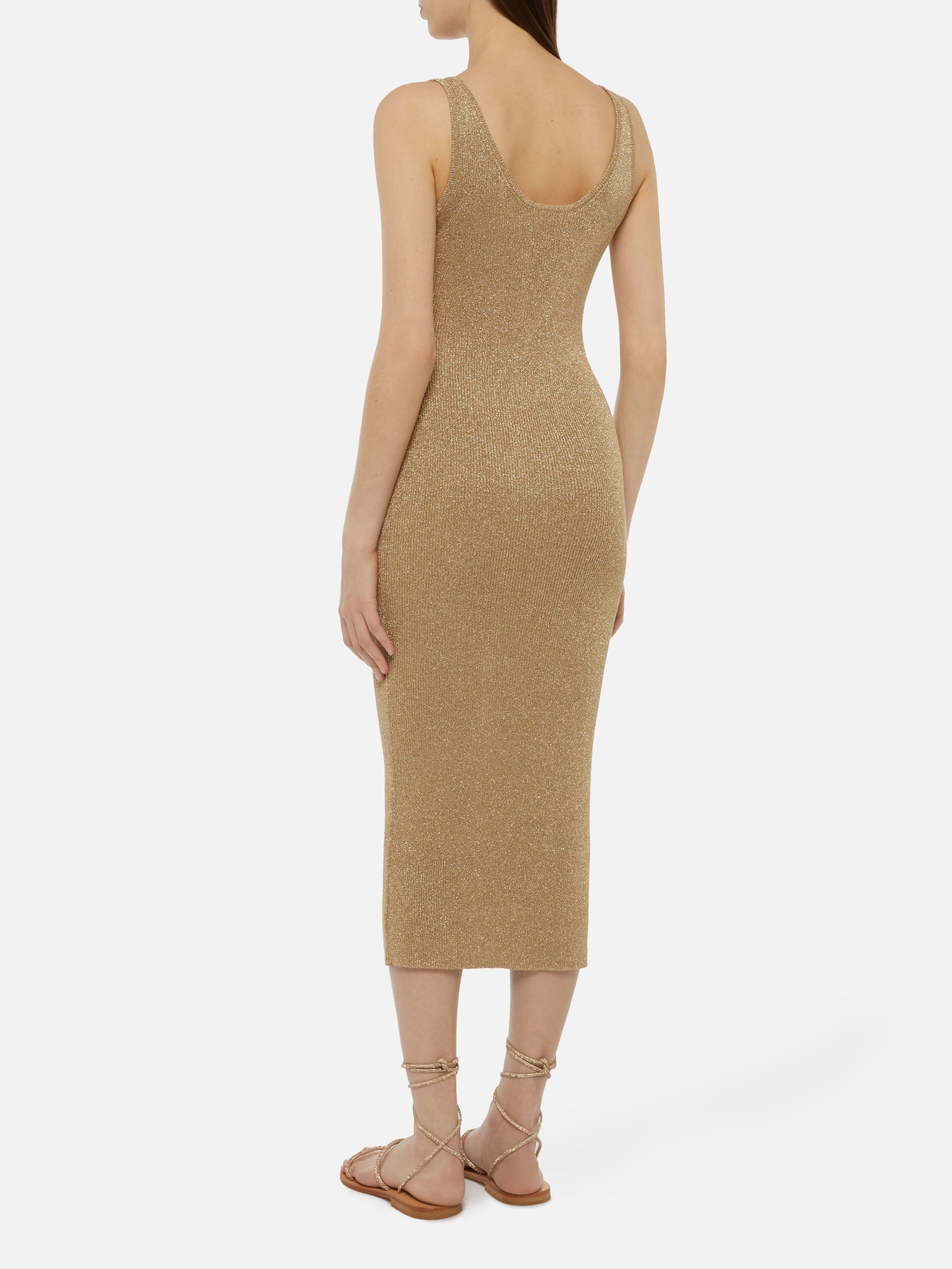 Ronan Gold Lurex Maxi Dress White