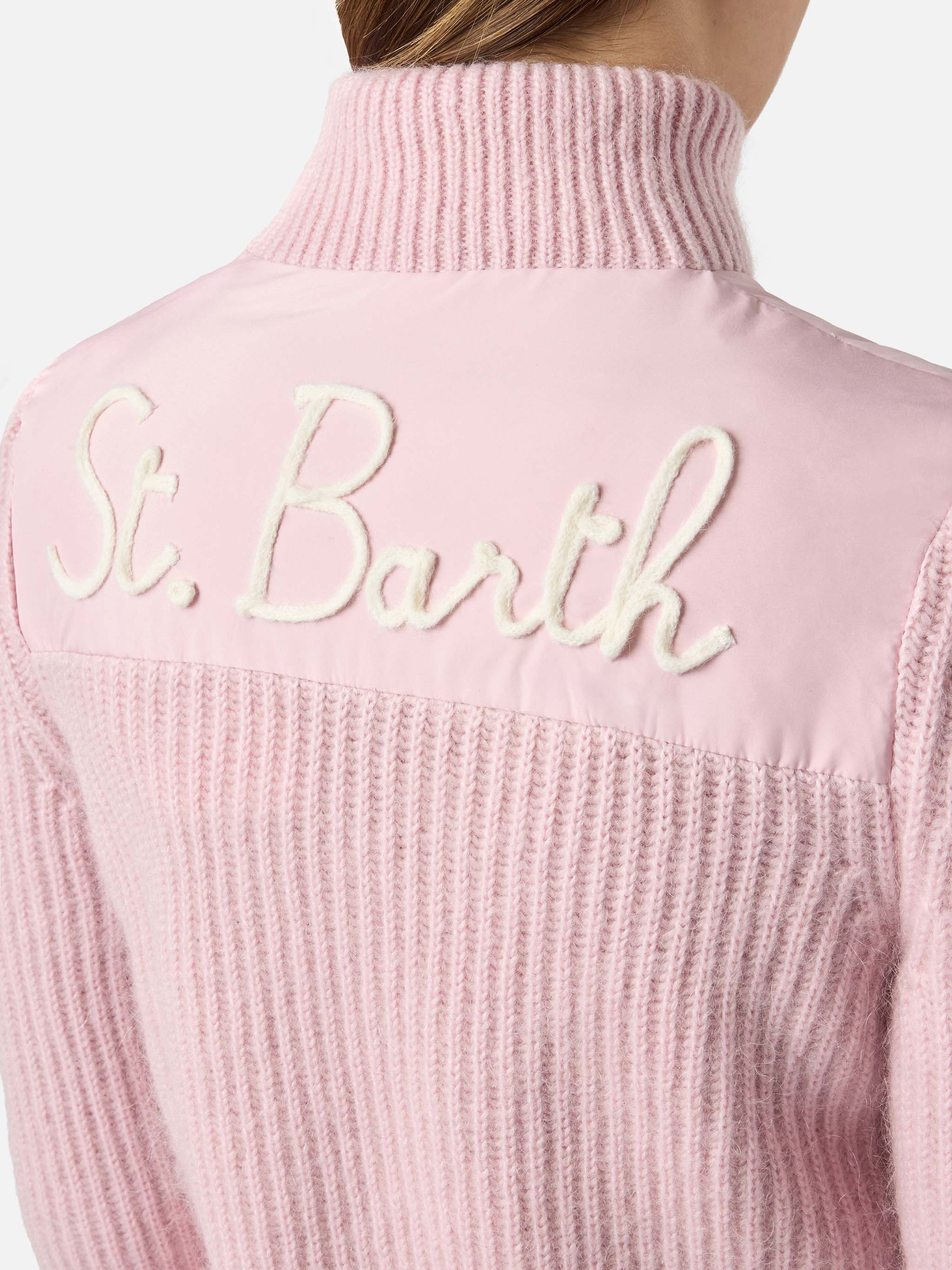 Rosental Pink Padded Jacket With Knitted Sleeves Knitwear