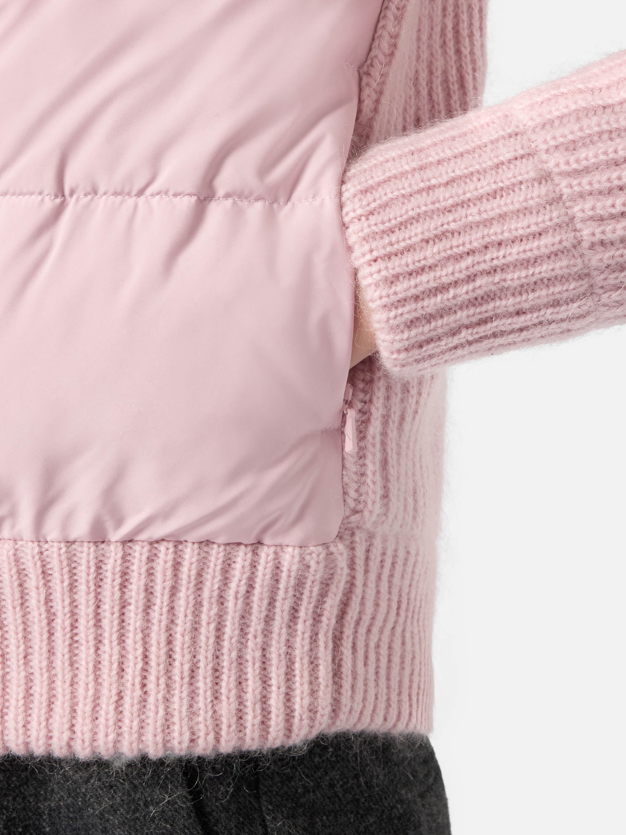 Rosental Pink Padded Jacket With Knitted Sleeves Knitwear