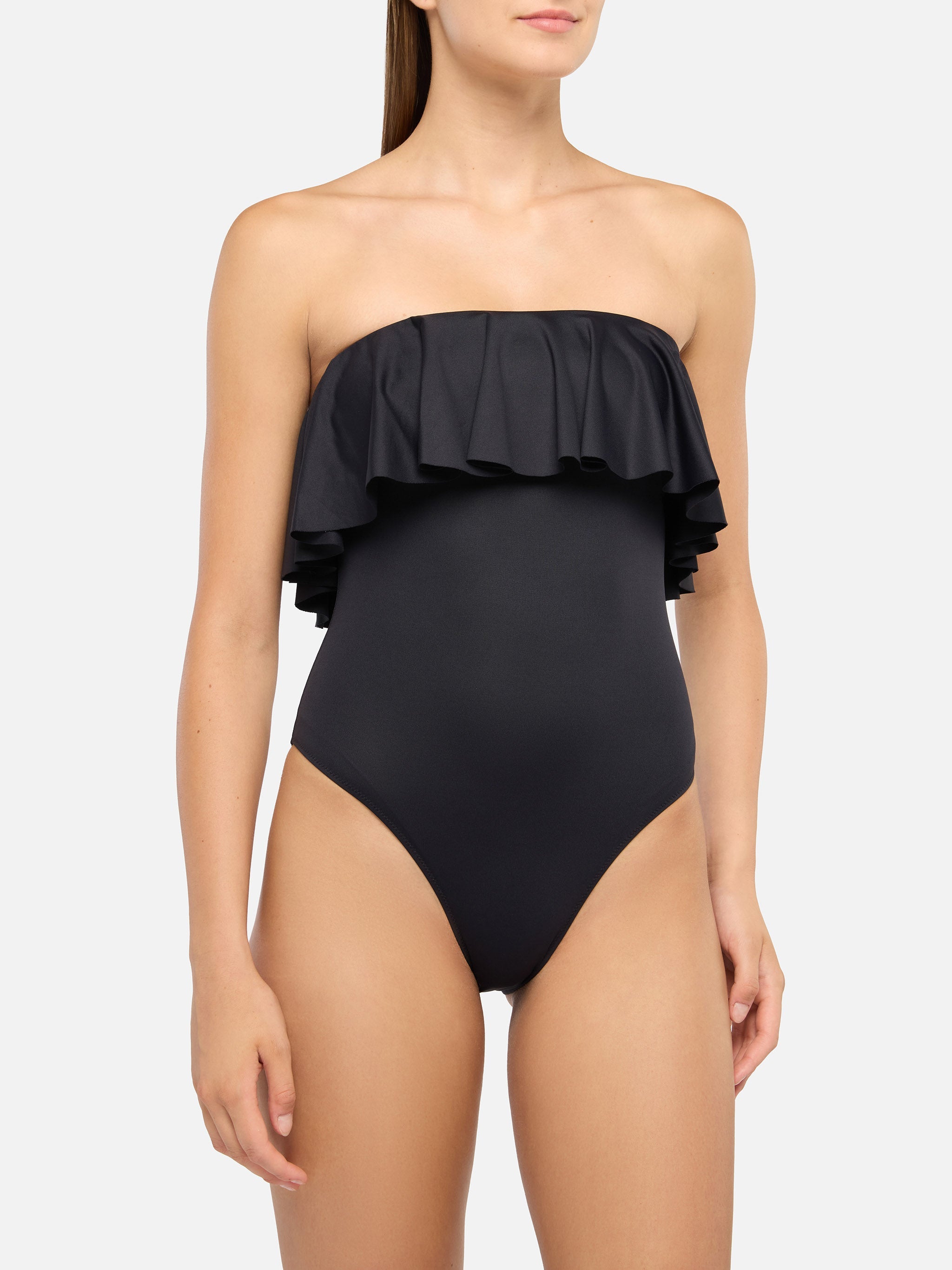Roxy Black One-Piece Swimsuit With Flounce One Piece