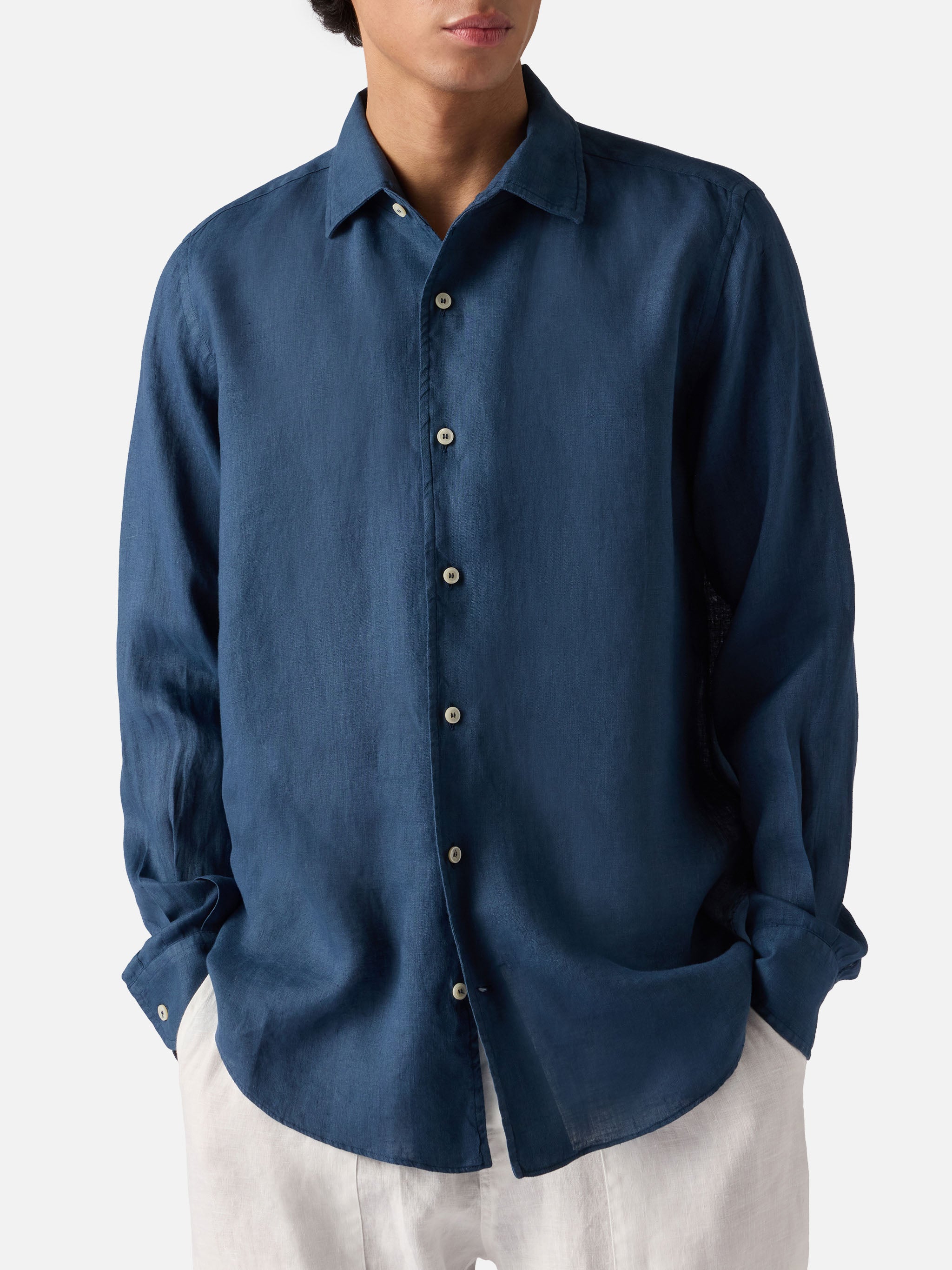 Blue Navy Raphael Shirt Pure Linen