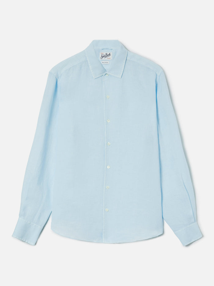Light Blue Raphael Shirt Pure Linen Sky