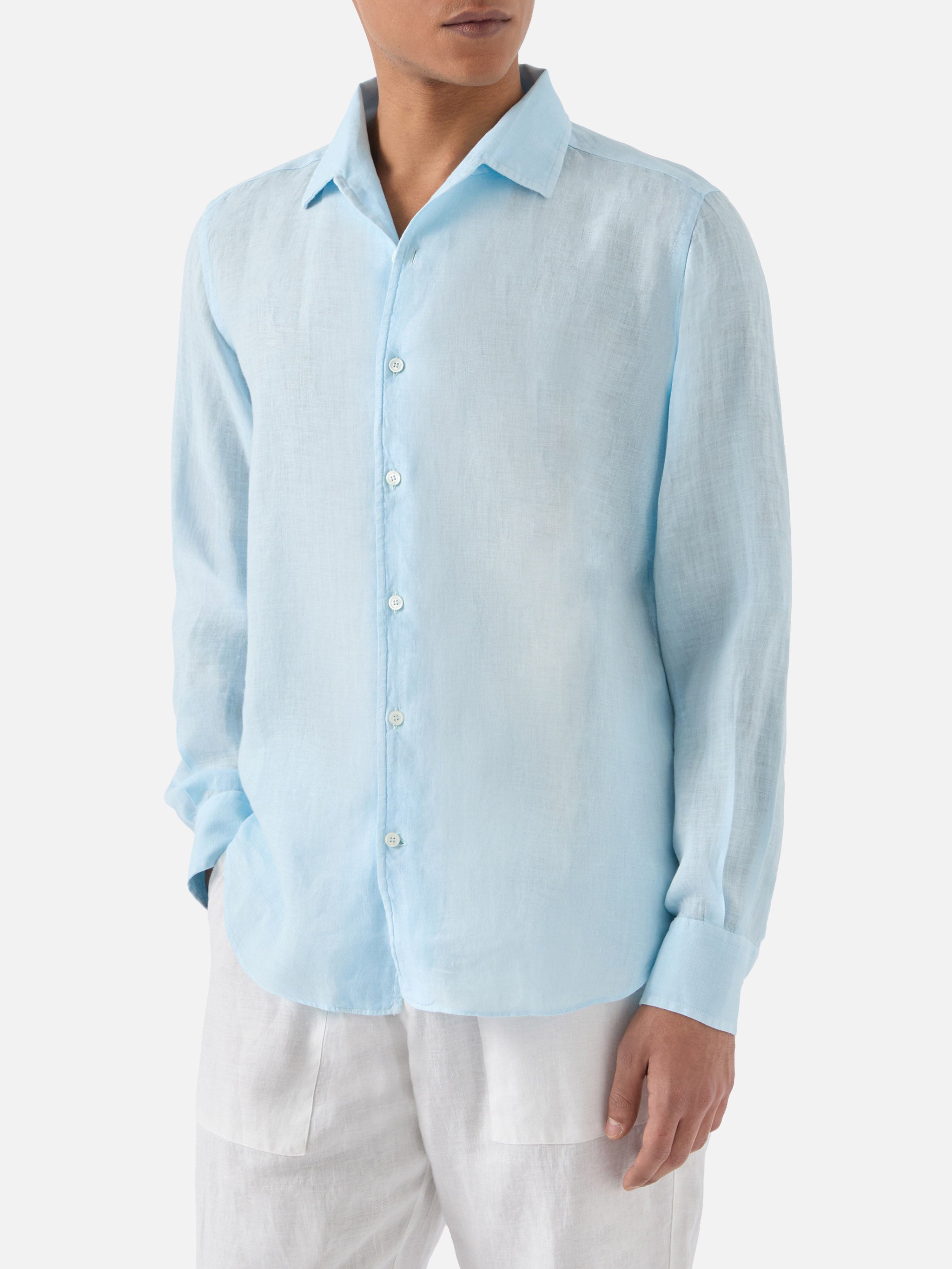 Light Blue Raphael Shirt Pure Linen Sky