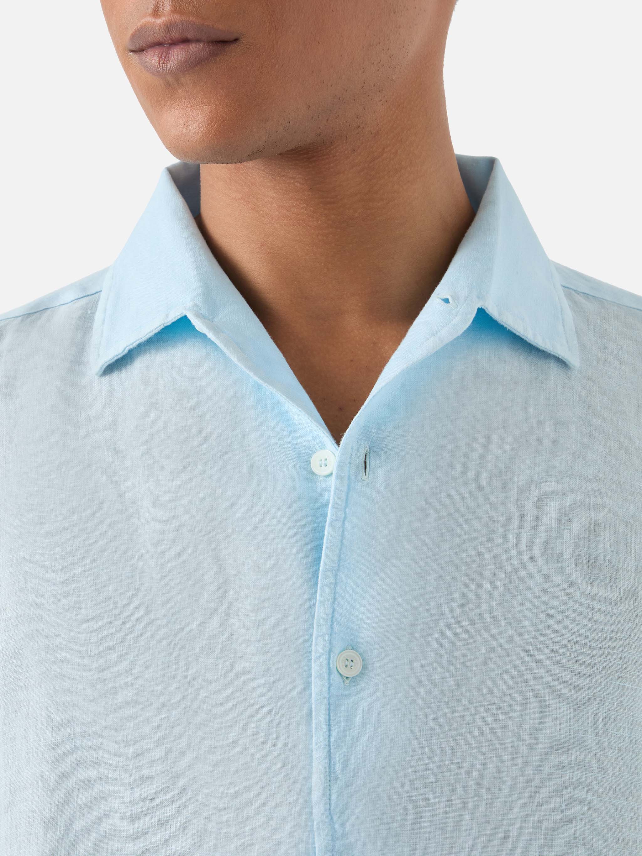 Light Blue Raphael Shirt Pure Linen Sky