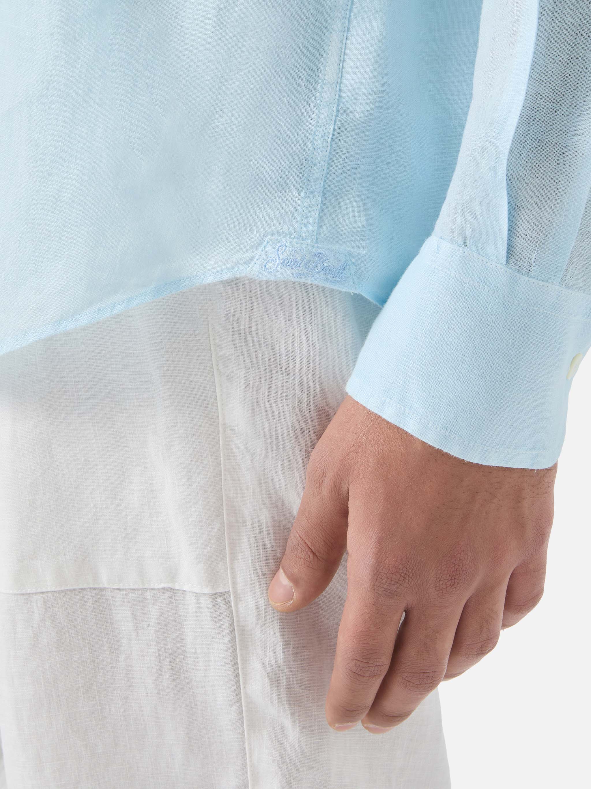 Light Blue Raphael Shirt Pure Linen Sky