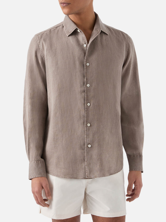 Brown Raphael Shirt Pure Linen