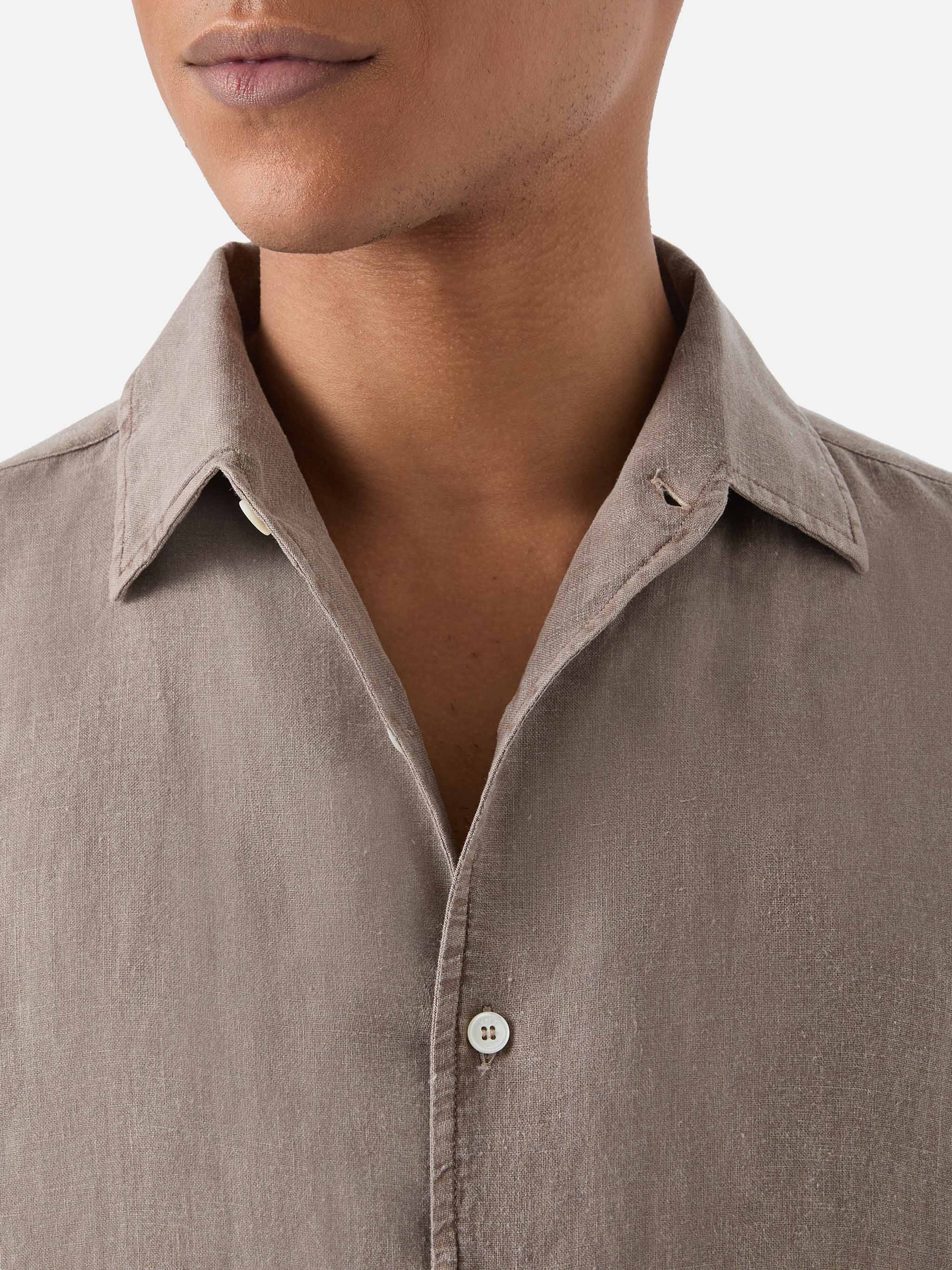 Brown Raphael Shirt Pure Linen