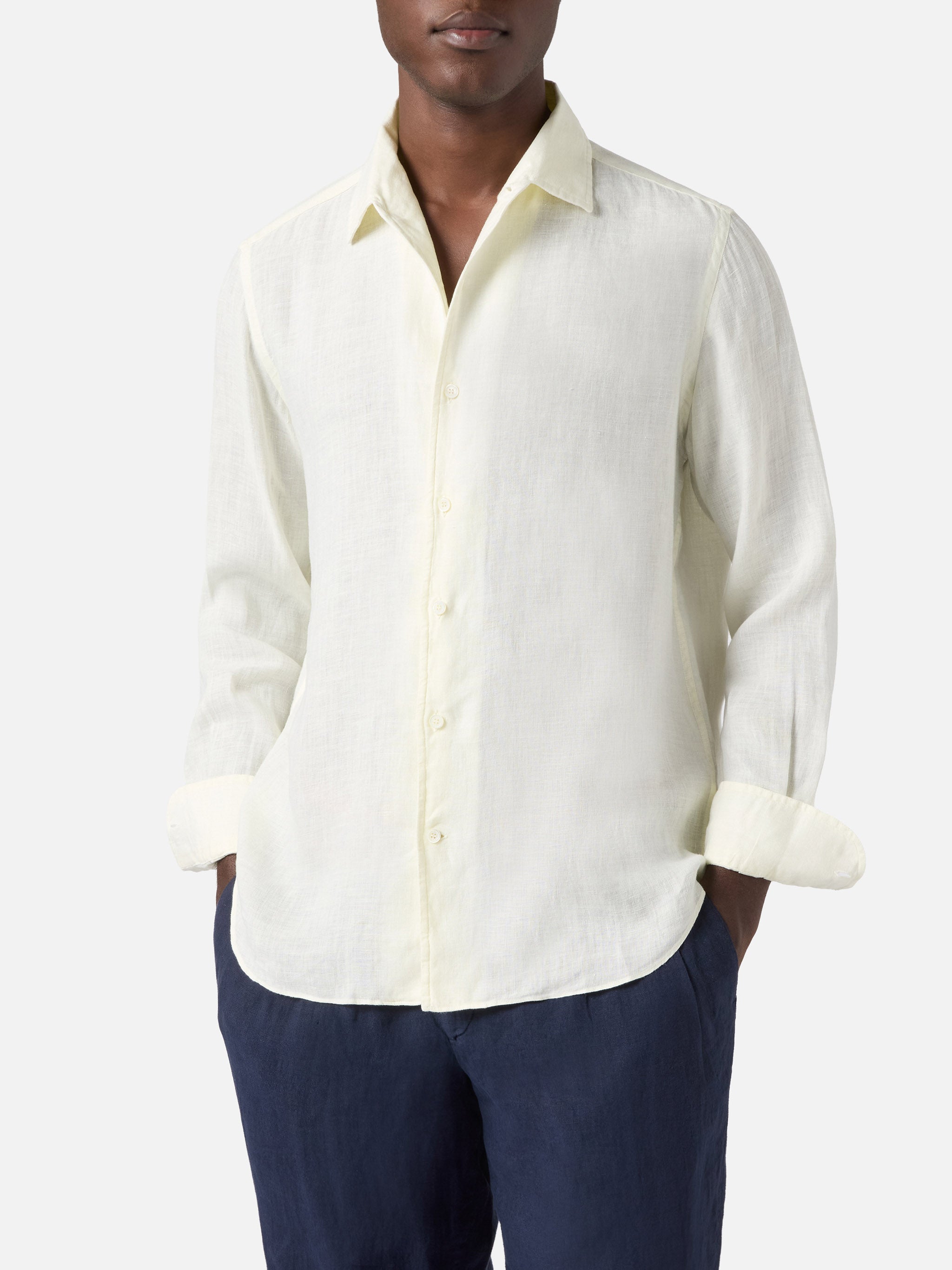 Cream Raphael Shirt Pure Linen White