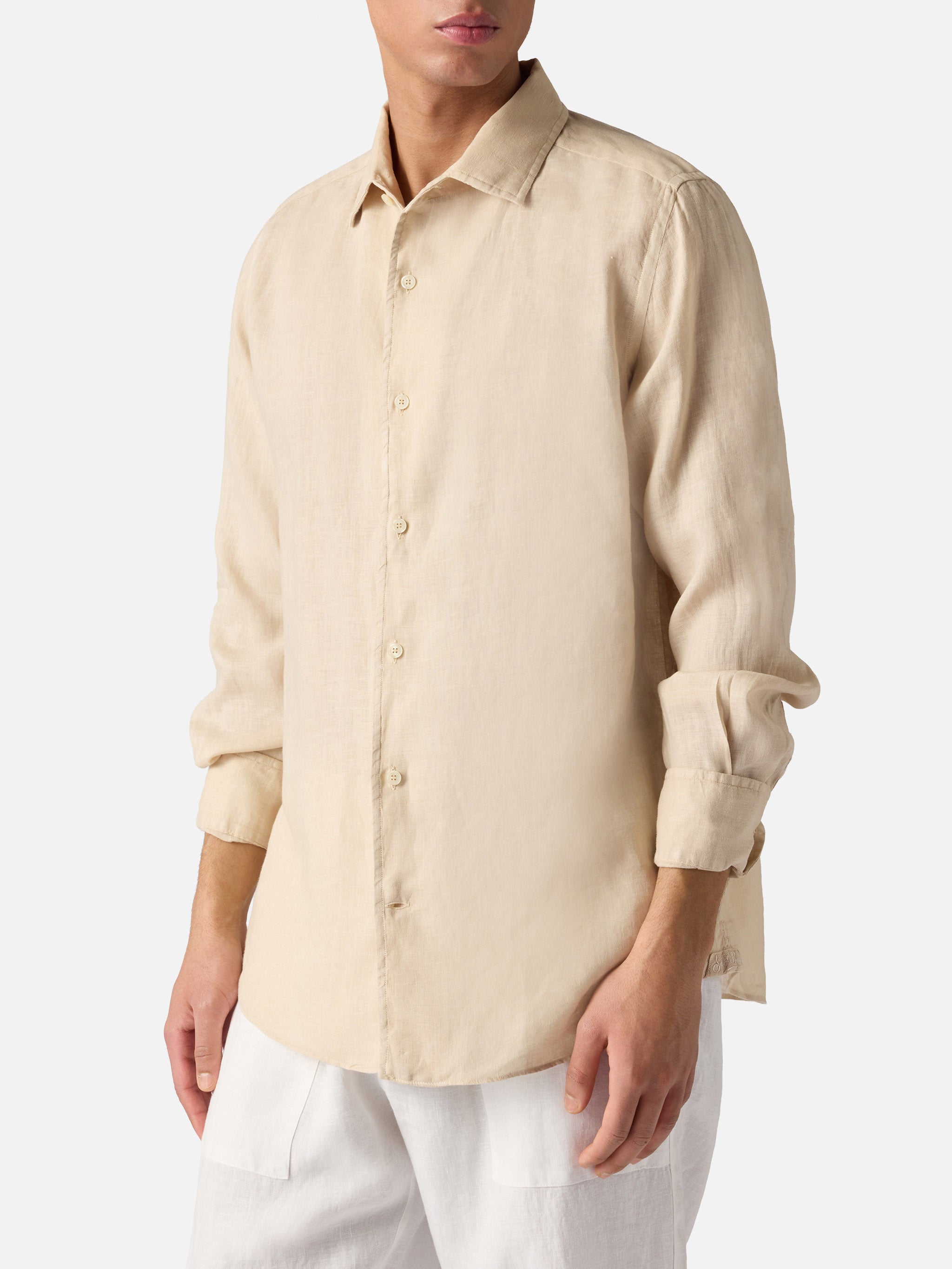 Beige Raphael Shirt Pure Linen Brown