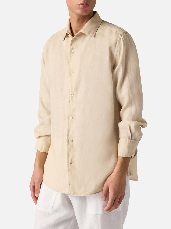 Beige Raphael Shirt Pure Linen Brown