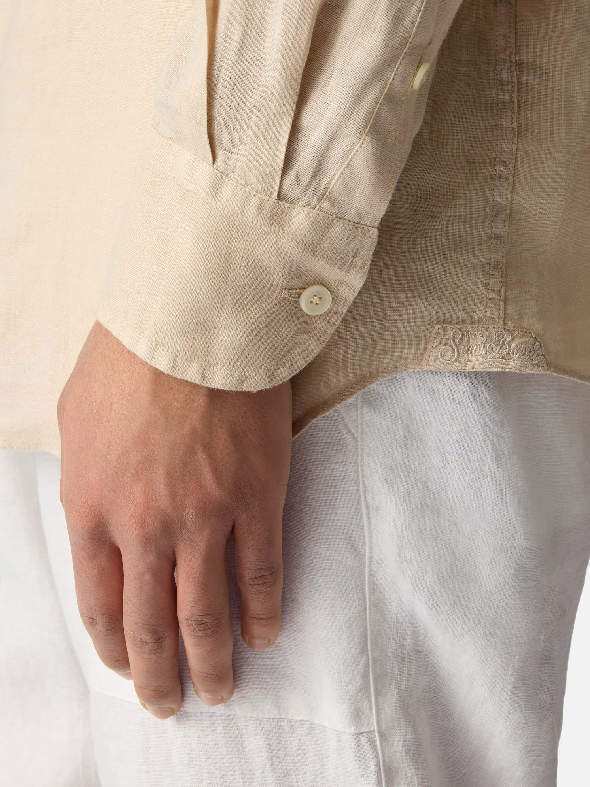 Beige Raphael Shirt Pure Linen Brown