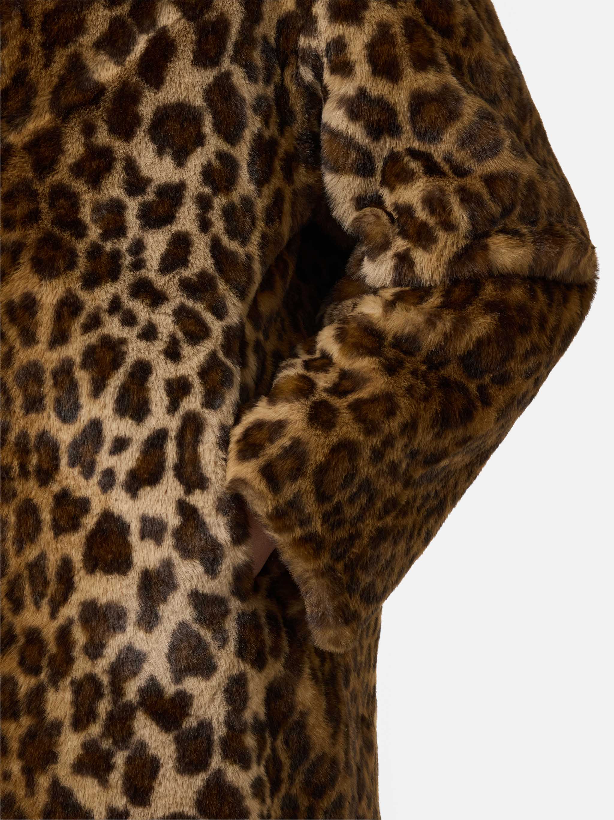 Rouge Faux-Fur Coat With Leopard Print Brown