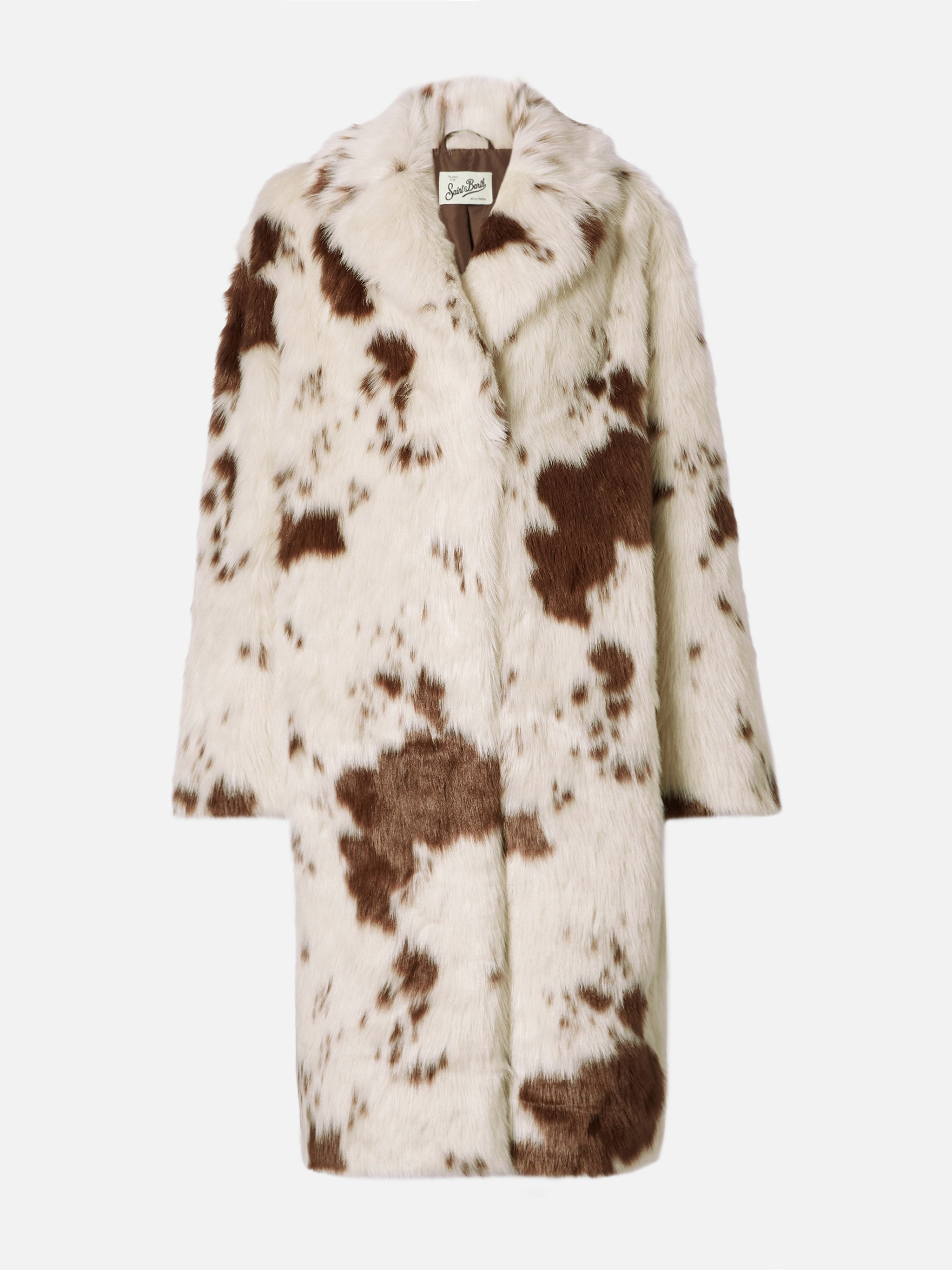 Rouge Faux-Fur Coat With Cow Print White