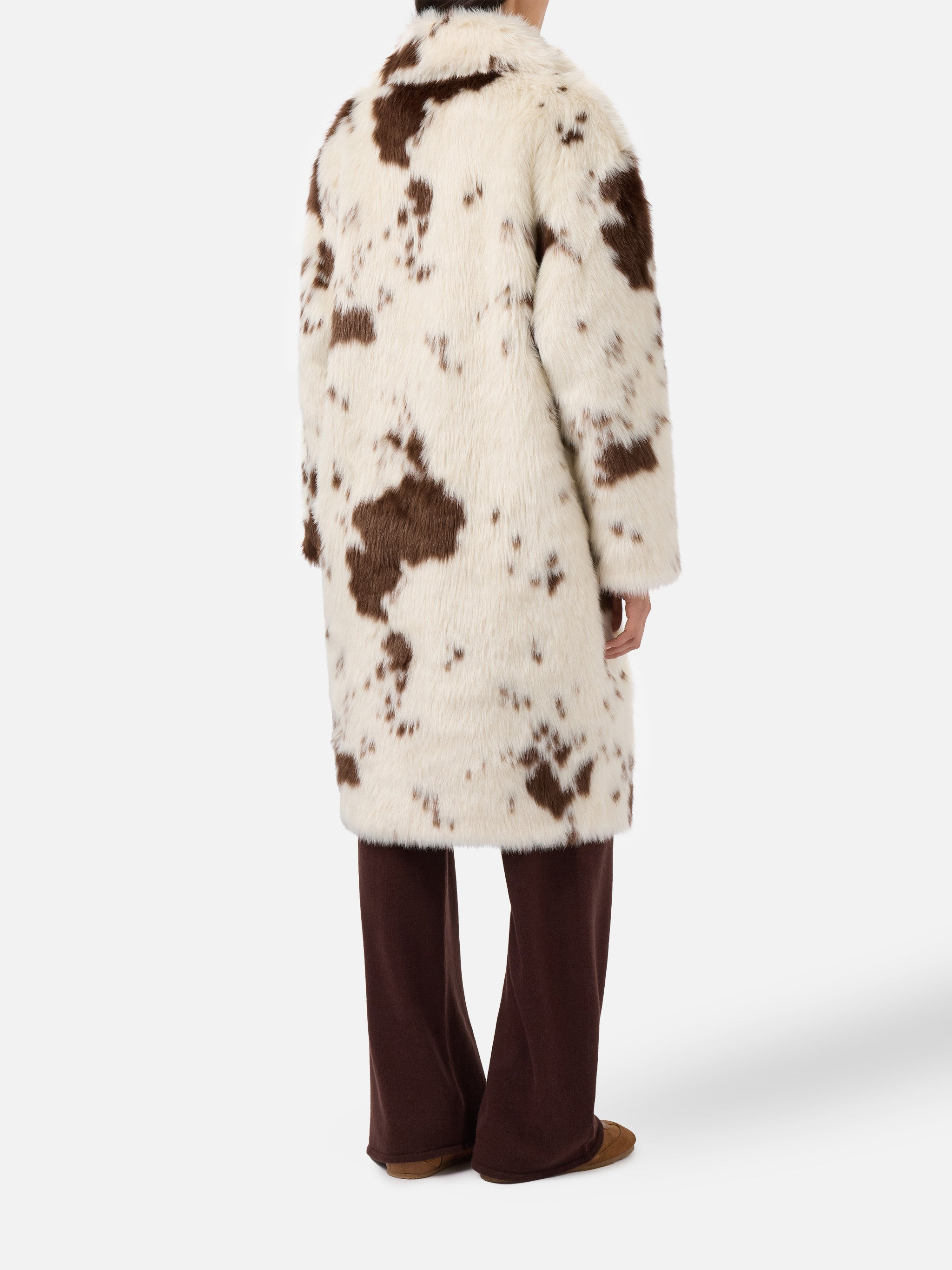 Rouge Faux-Fur Coat With Cow Print White