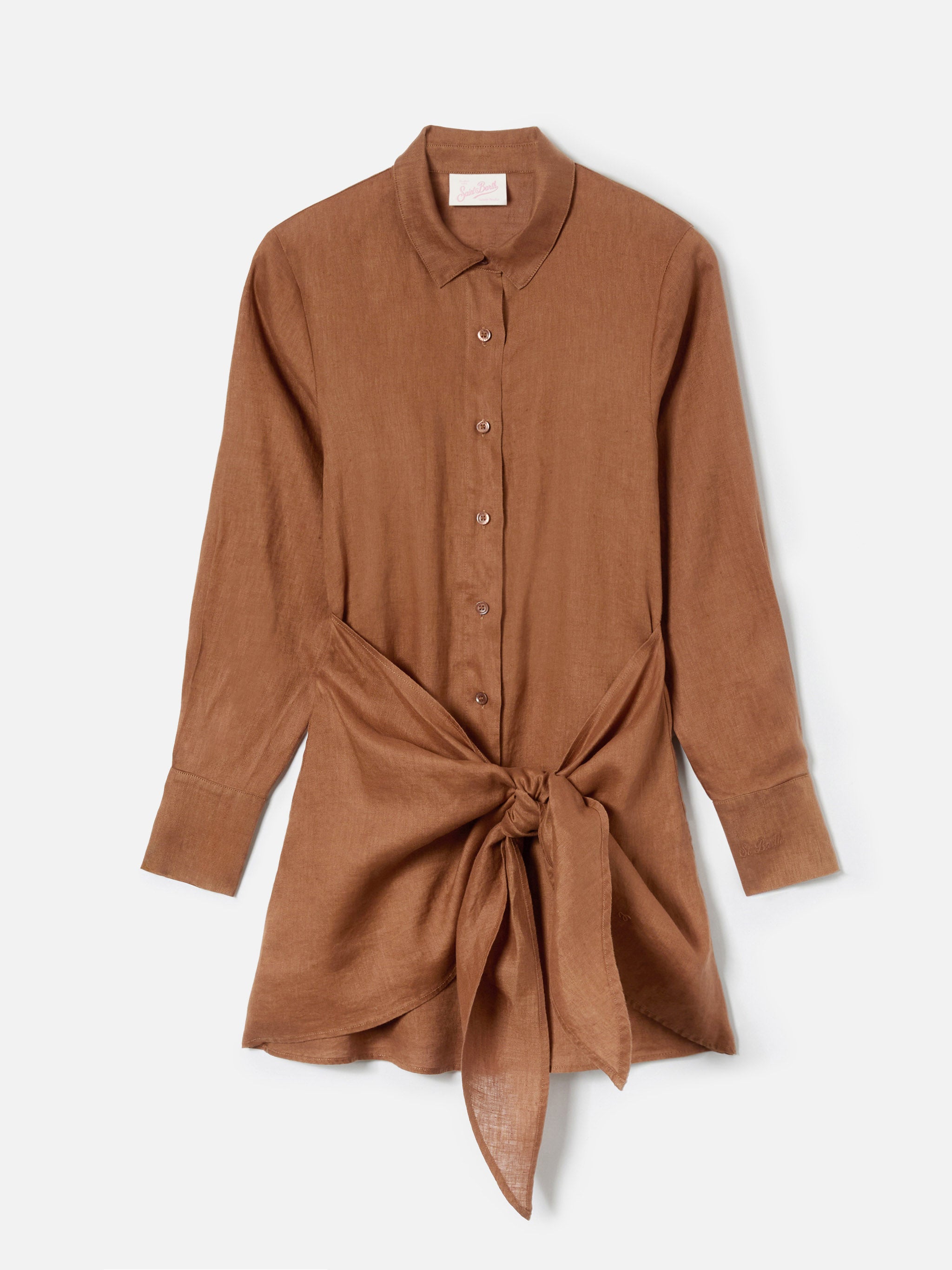 Short Ravi Dress Brown Linen