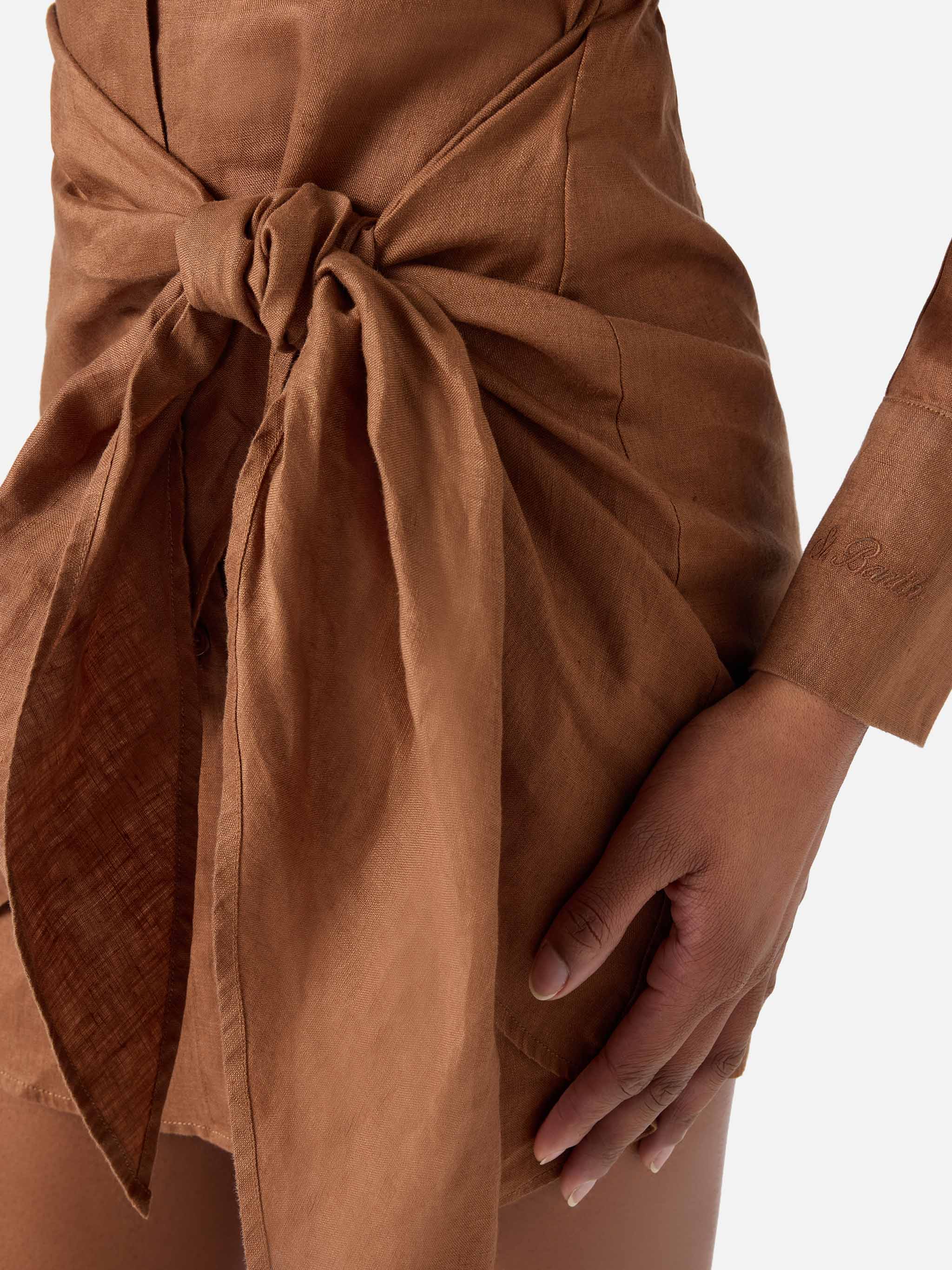 Short Ravi Dress Brown Linen