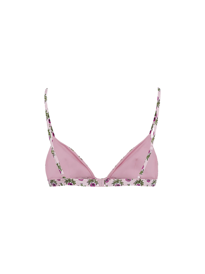 Rylie Floral Print Triangle Bikini Top Pink
