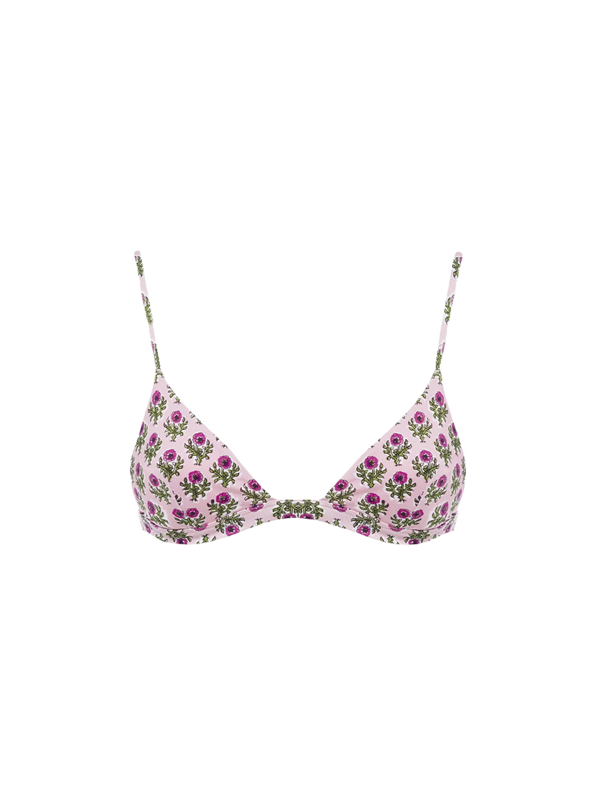 Rylie Floral Print Triangle Bikini Top Pink